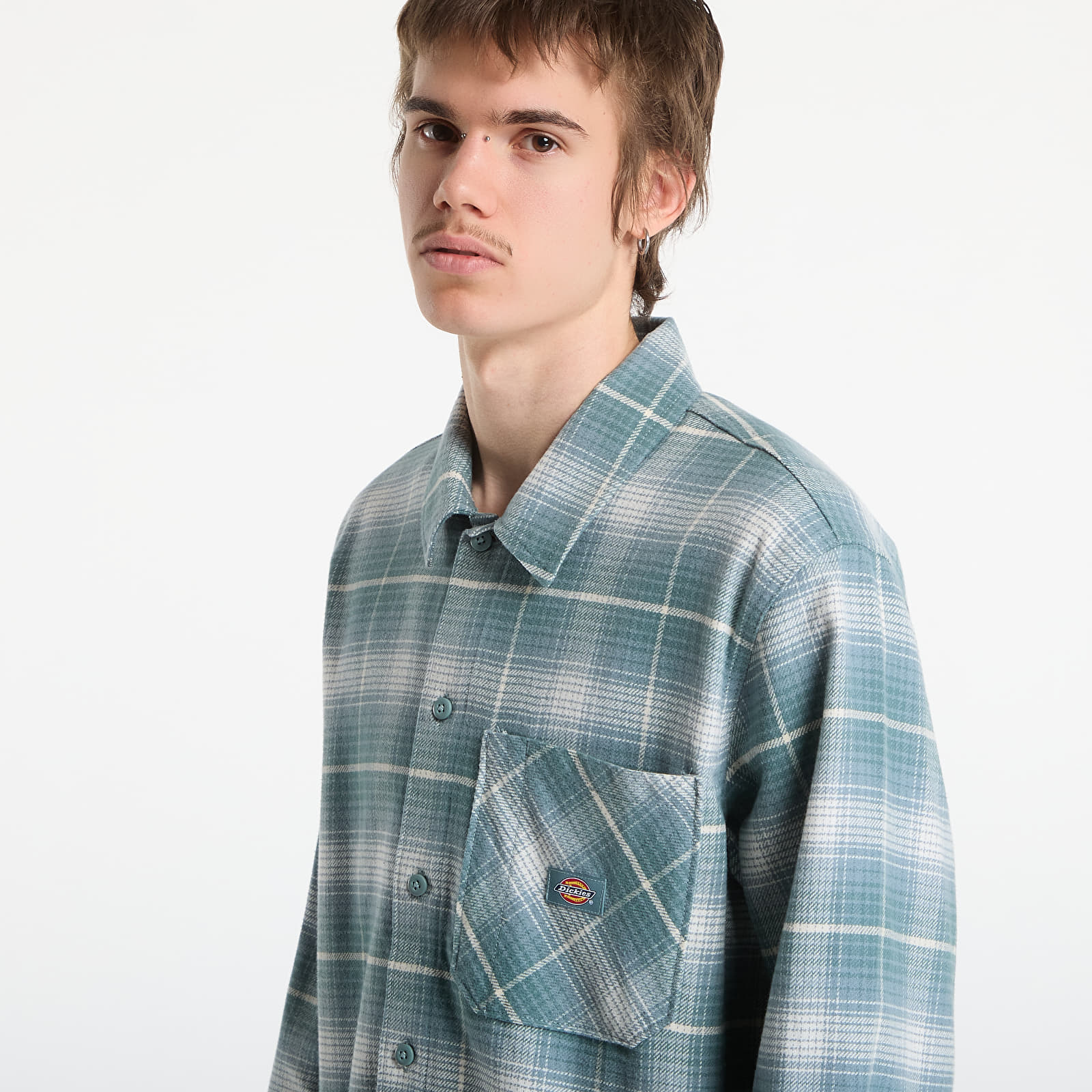 Košele Dickies Forest Check Shirt Stormy Sea
