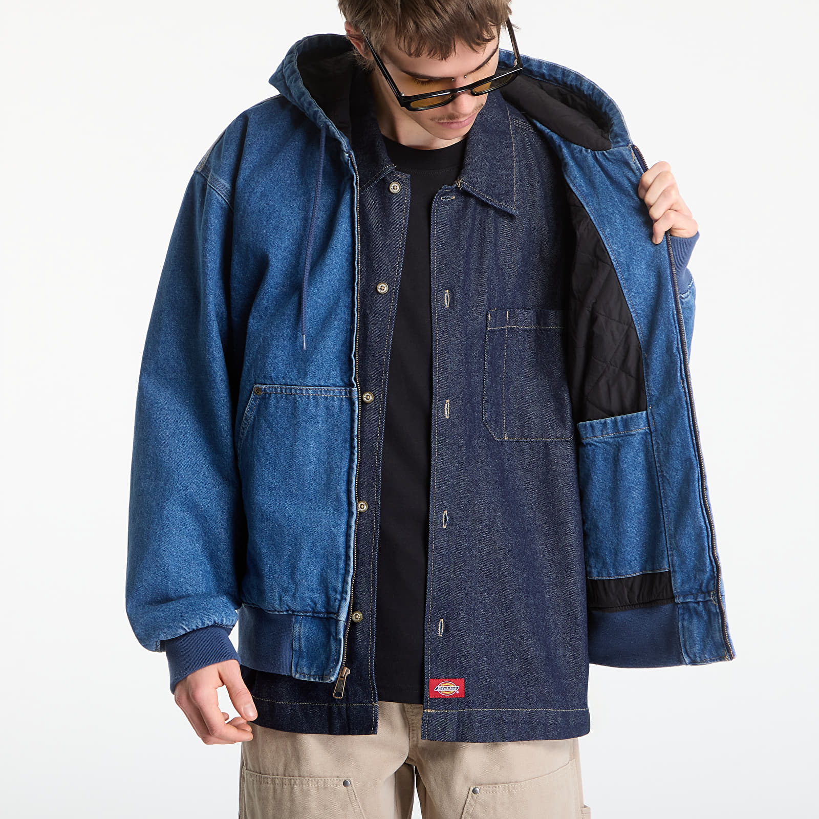 Bundy Dickies Lined Denim Hooded Bomber Classic Blue