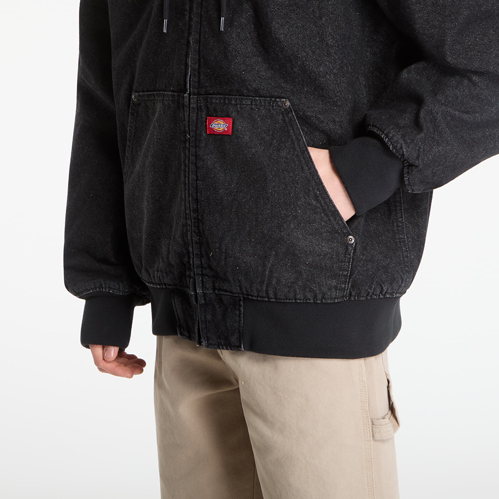 Bombery Dickies Lined Denim Hooded Bomber Black Wsh Faded