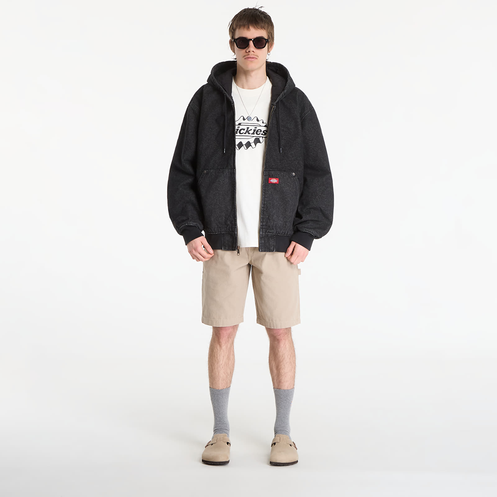 Bombery Dickies Lined Denim Hooded Bomber Black Wsh Faded