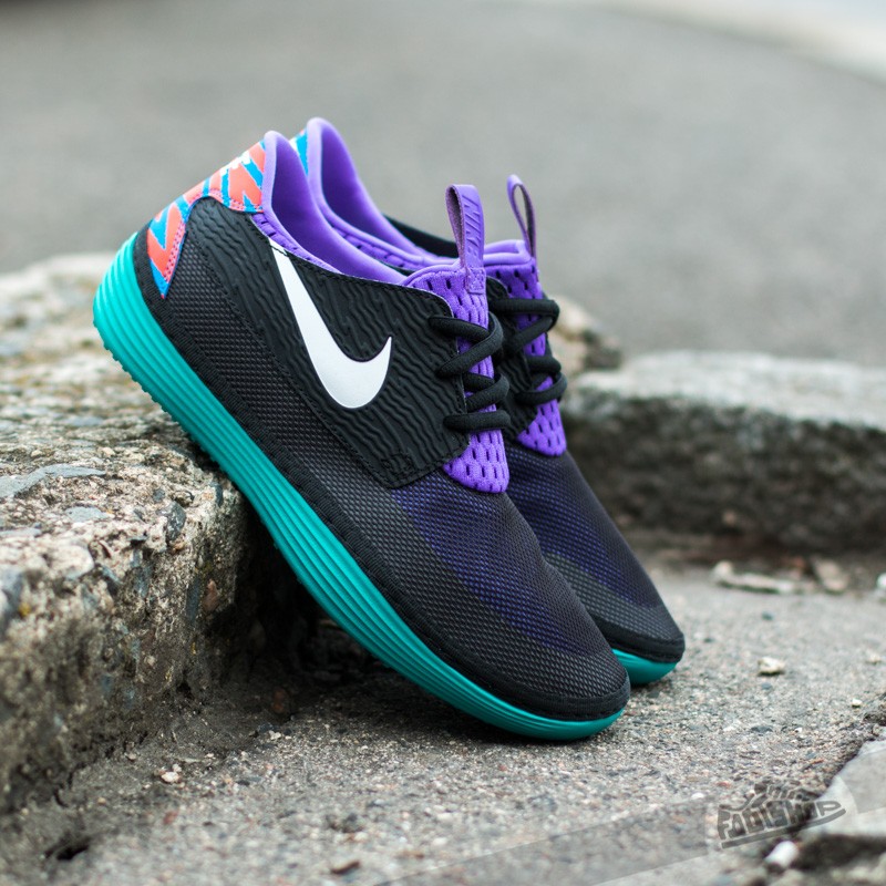 Men s shoes Nike Solarsoft Moccasin Black White Turbo Green Purple