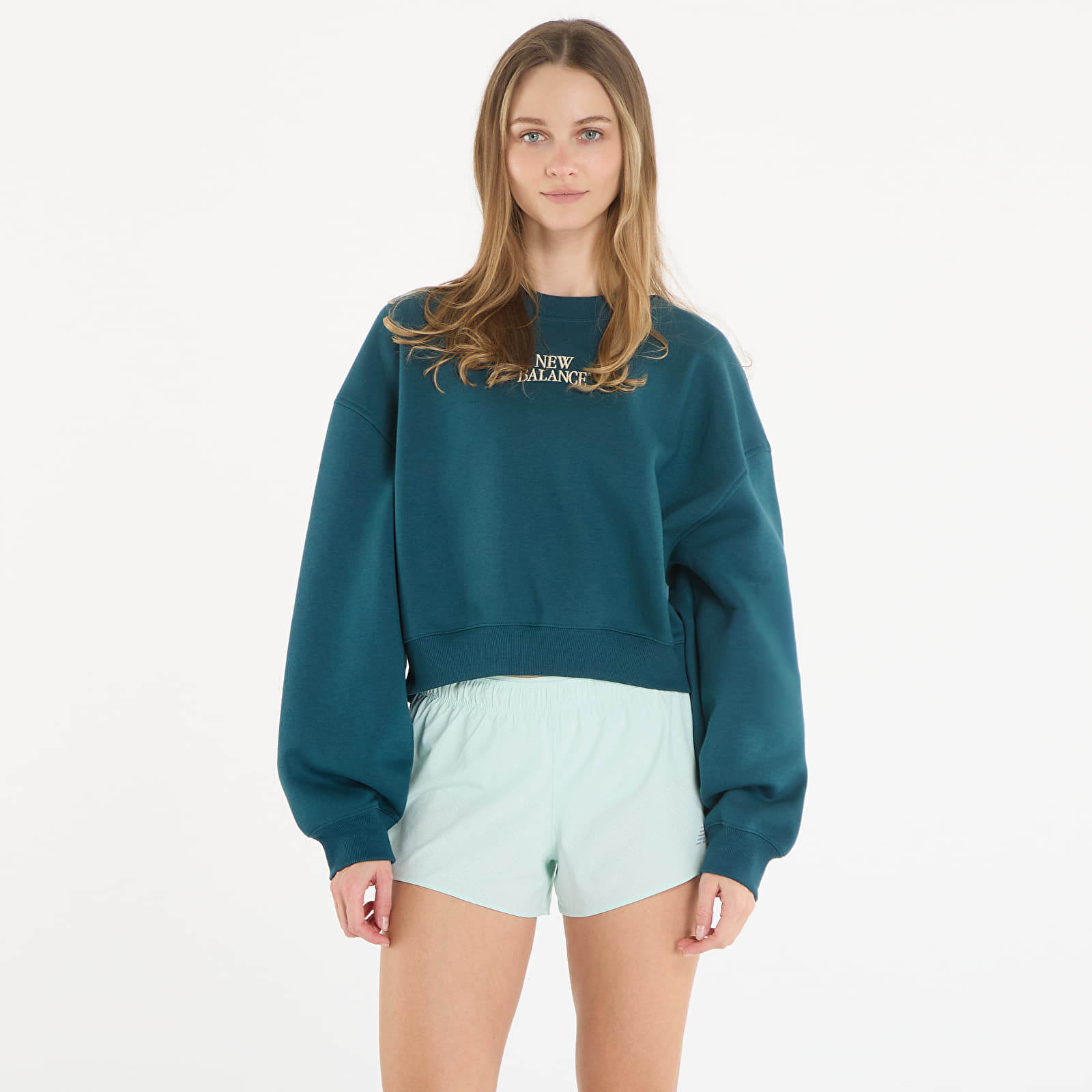 Суитшърт New Balance Linear Heritage Fleece Crew Medusa Green M