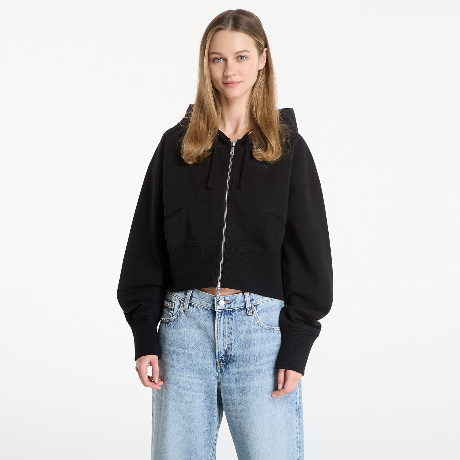 Mikinas ar kapuci un sporta krekli DIME Cropped Zip Hoodie UNISEX Black