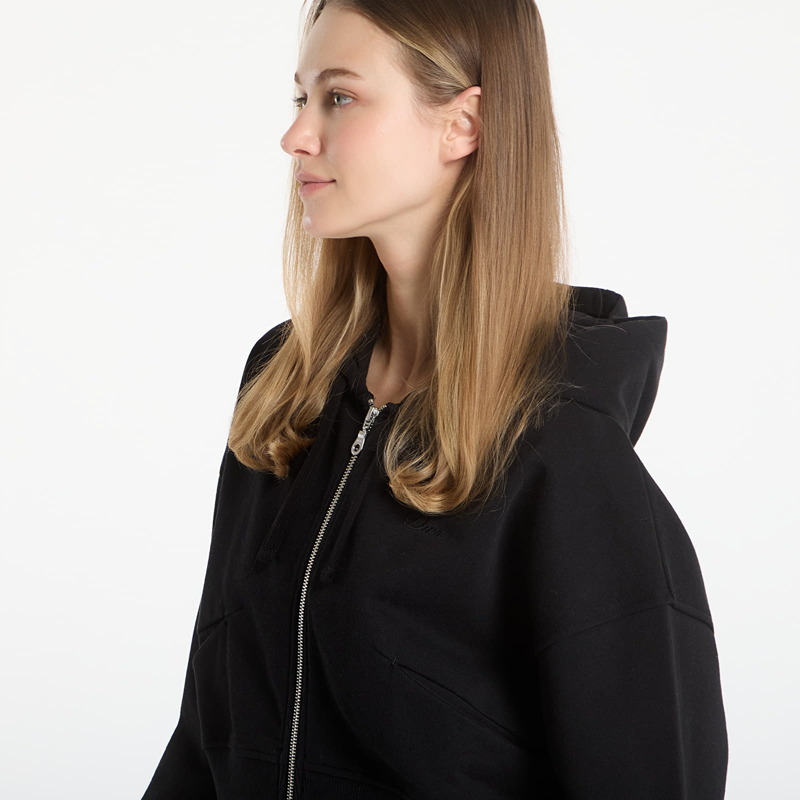 Mikinas ar kapuci un sporta krekli DIME Cropped Zip Hoodie UNISEX Black