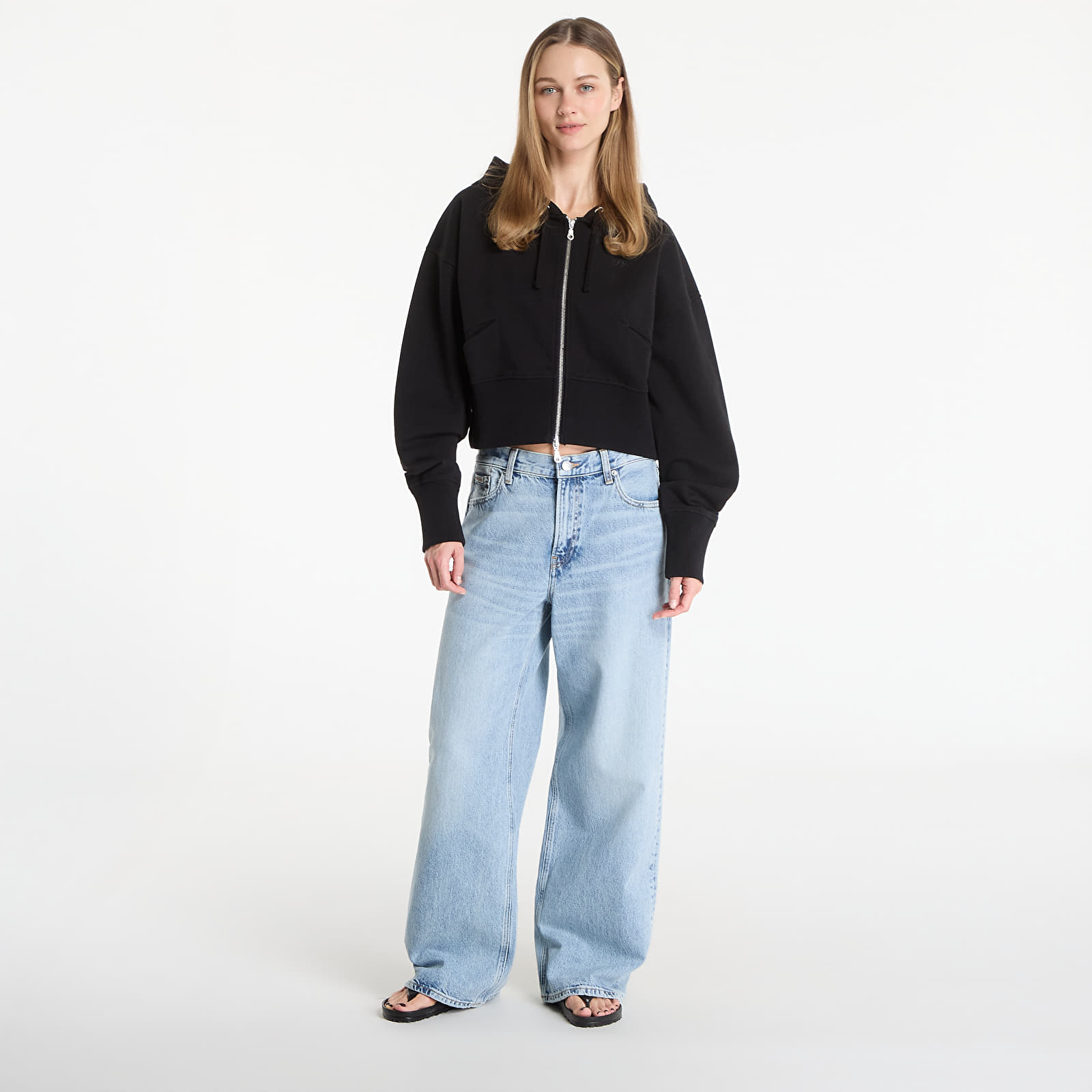 Mikinas ar kapuci un sporta krekli DIME Cropped Zip Hoodie UNISEX Black