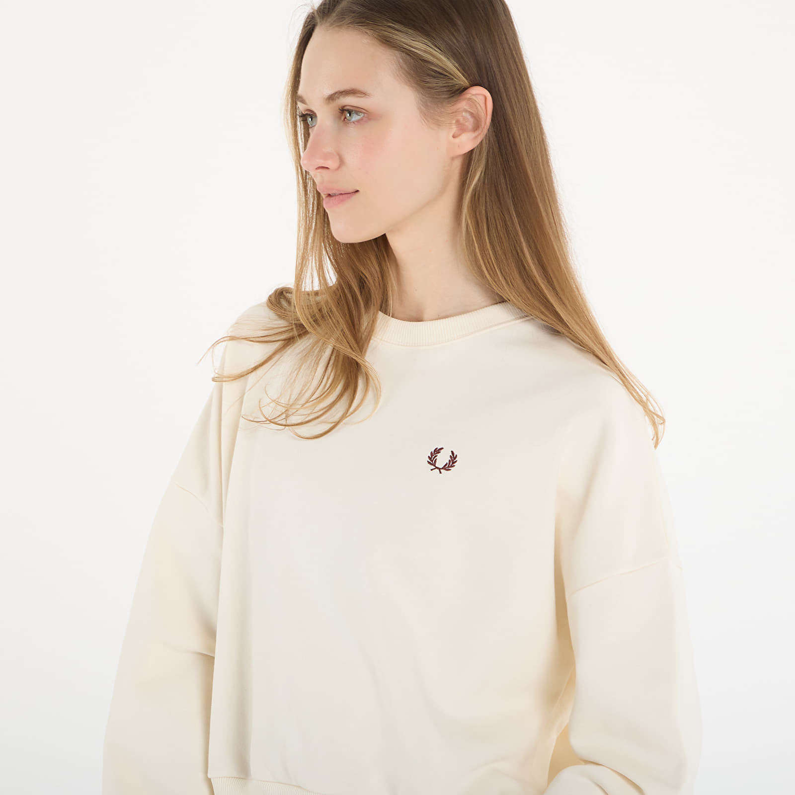 Mikiny FRED PERRY Tipped Sweatshirt Ecru