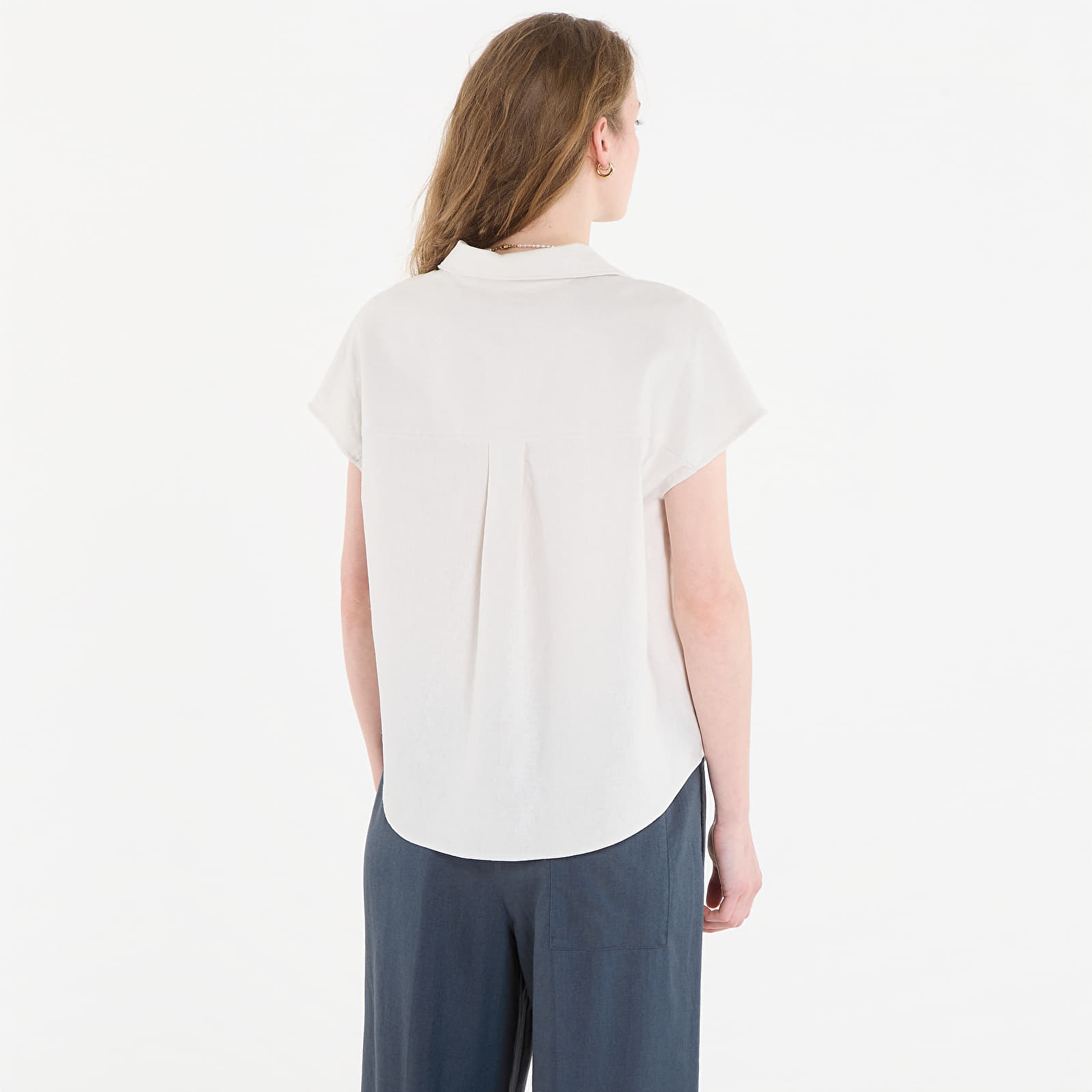 Camicie donna Calvin Klein Linen Cks Ss Classic Fit Shirt White Sand