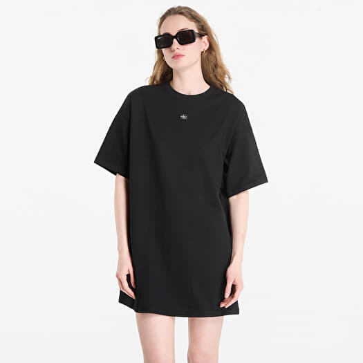 Apģērbs Calvin Klein Jeans Ss Woven Label Oversized Tee Dress Black