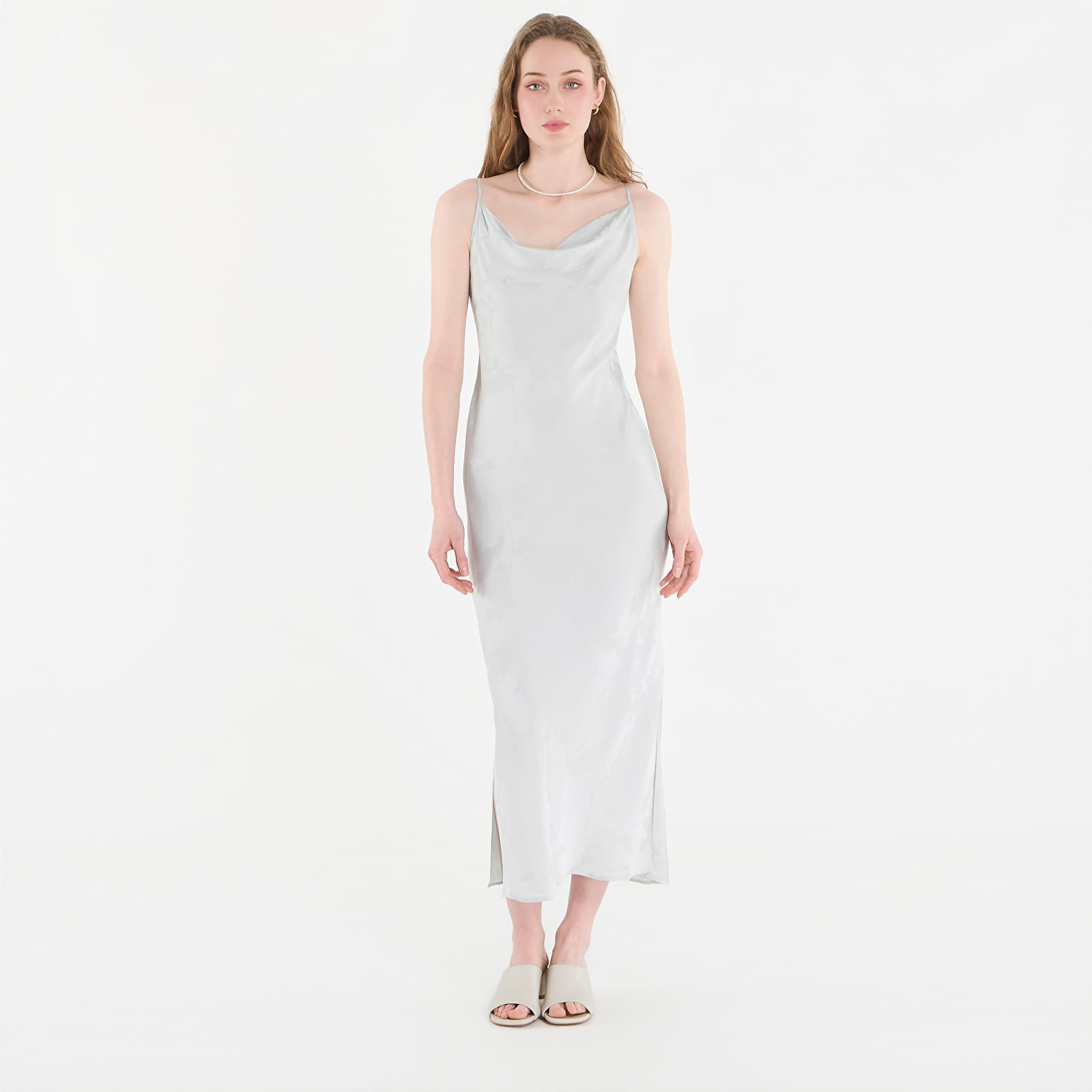 Levně Šaty Calvin Klein Viscose Jacquard Maxi Slip Dress Green L