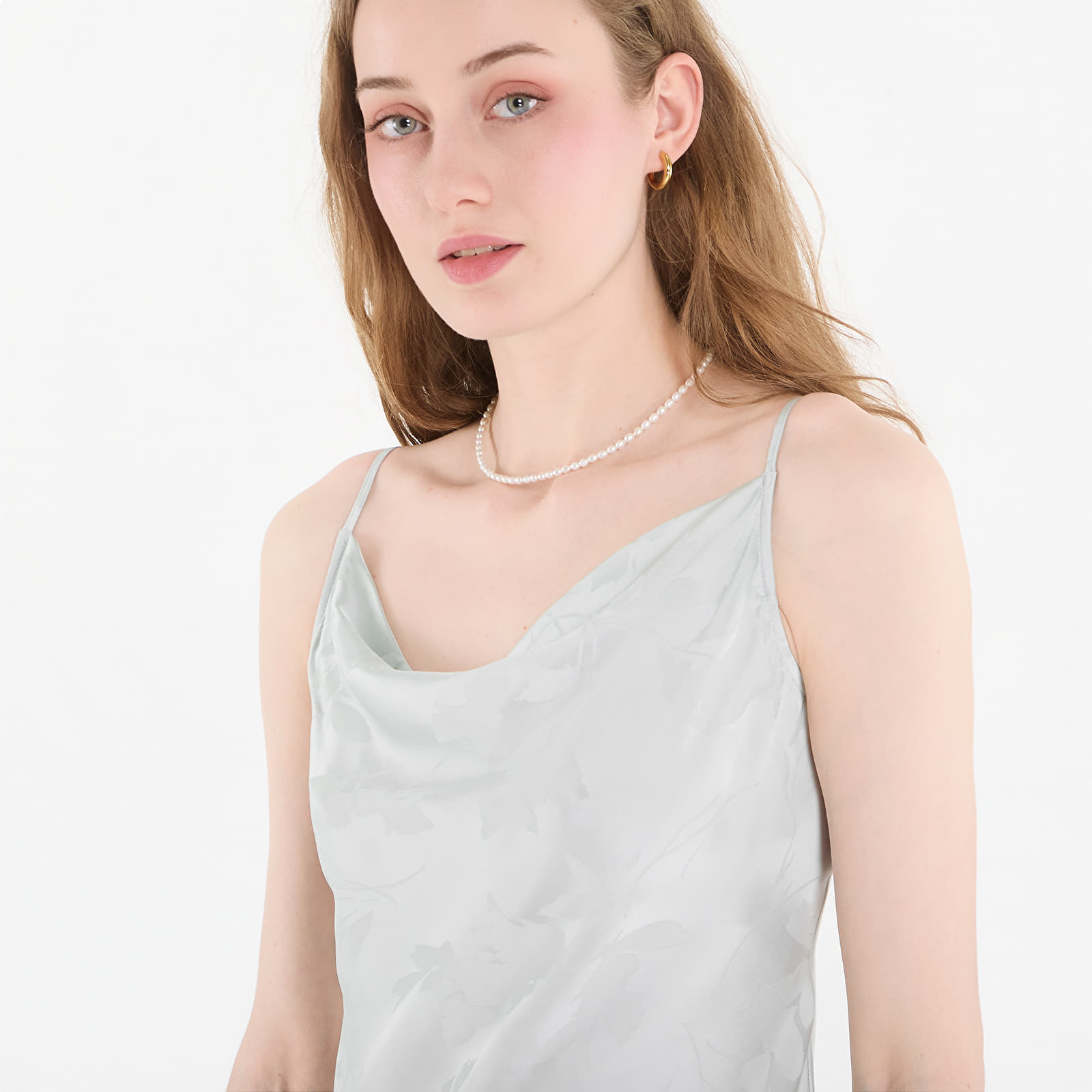 Sieviešu kleitas Calvin Klein Viscose Jacquard Maxi Slip Dress Green