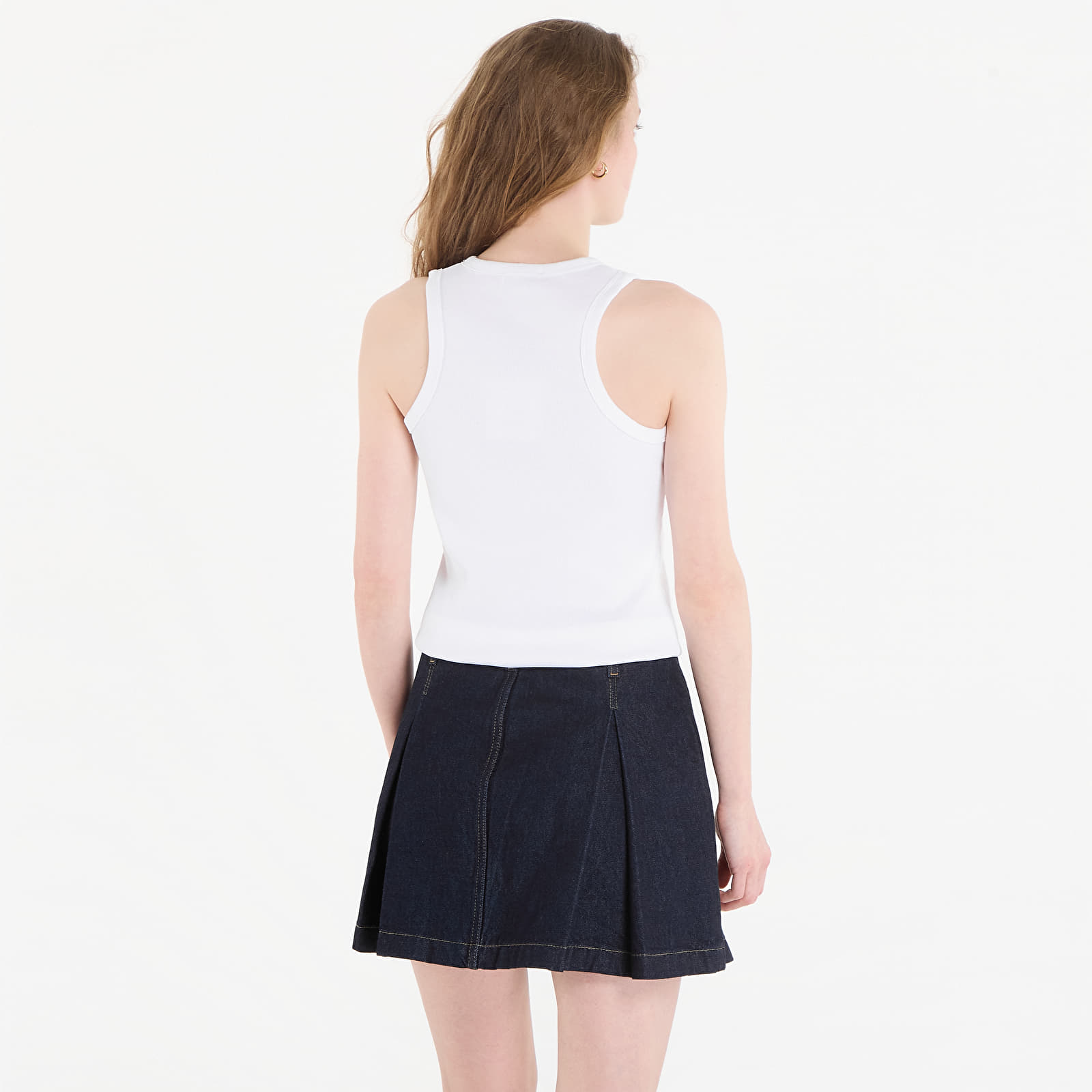 Sieviešu topi Calvin Klein Jeans Sl 2X2 Baby Rib Logo Crew Tank Bright White