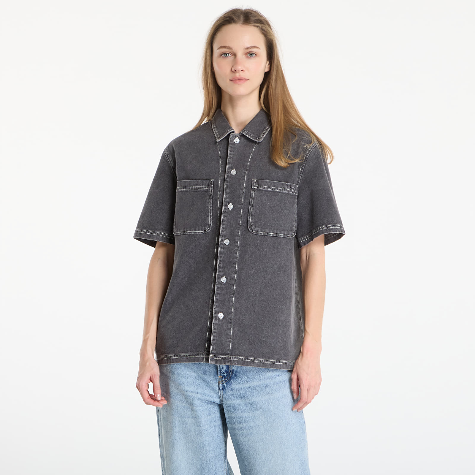 Krekli DIME Stonewash Button Up UNISEX Black Washed