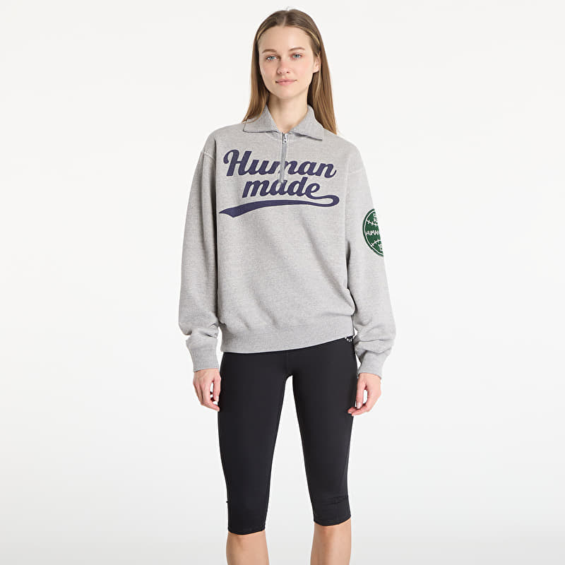 Mikina HUMAN MADE Half-Zip Sweatshirt Gray