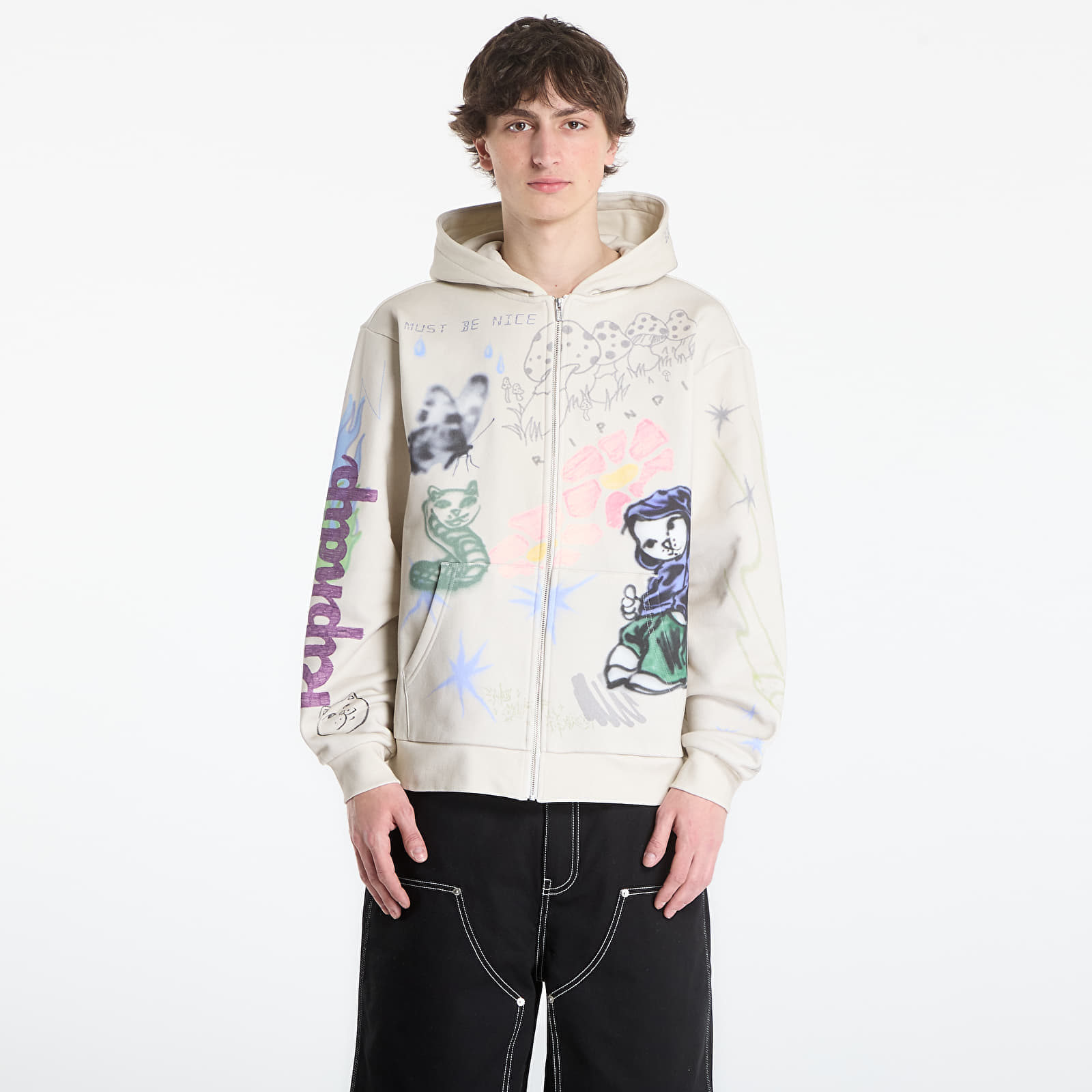 Суитшърт RIPNDIP Goosebumps Zip Hoodie Bone XXL