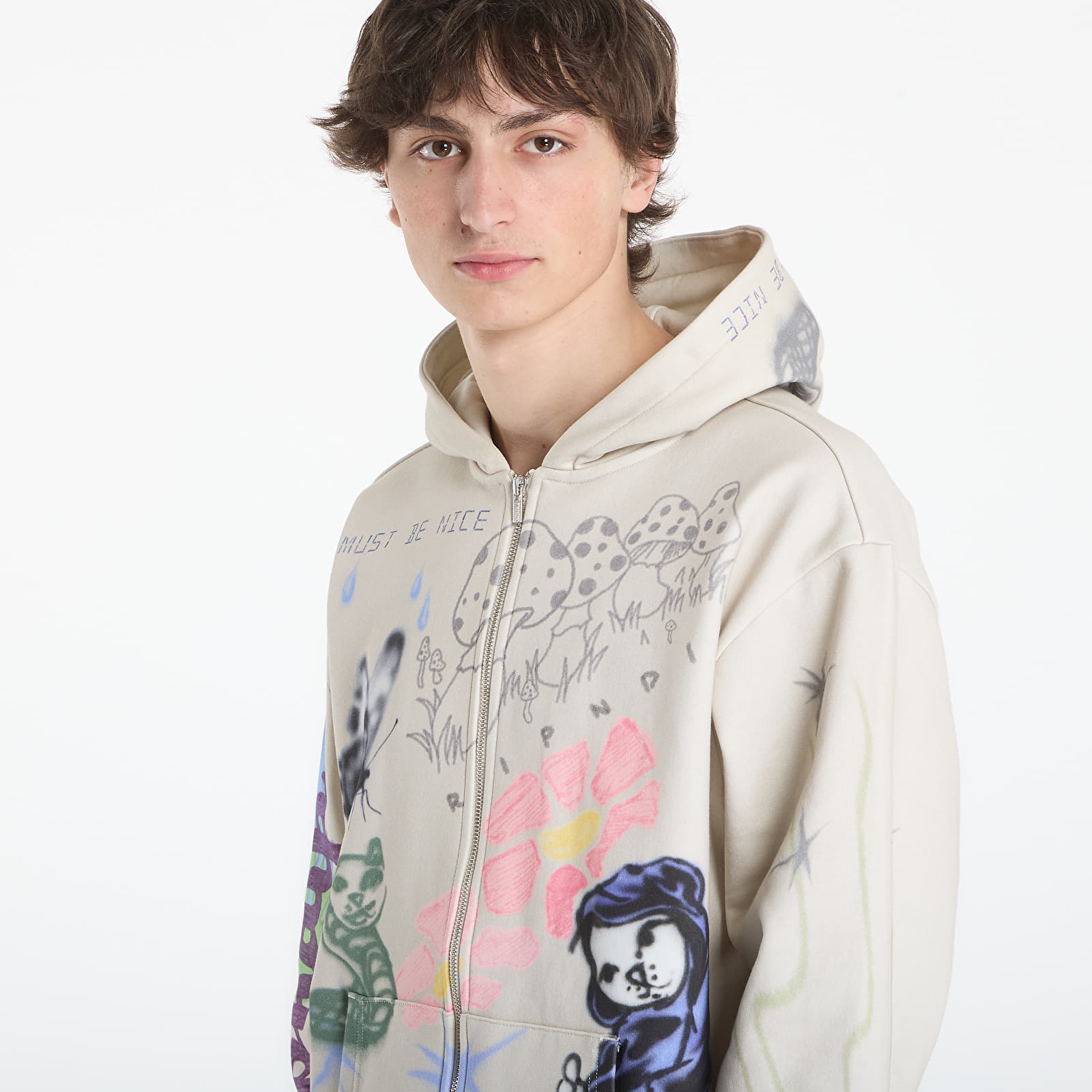 Mikiny RIPNDIP Goosebumps Zip Hoodie Bone