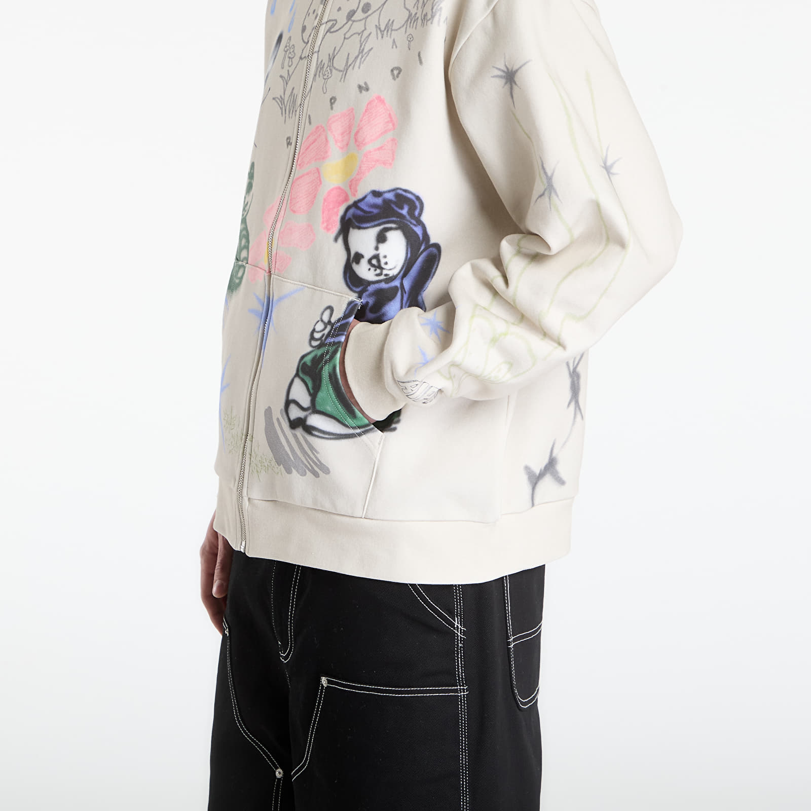 Mikiny RIPNDIP Goosebumps Zip Hoodie Bone