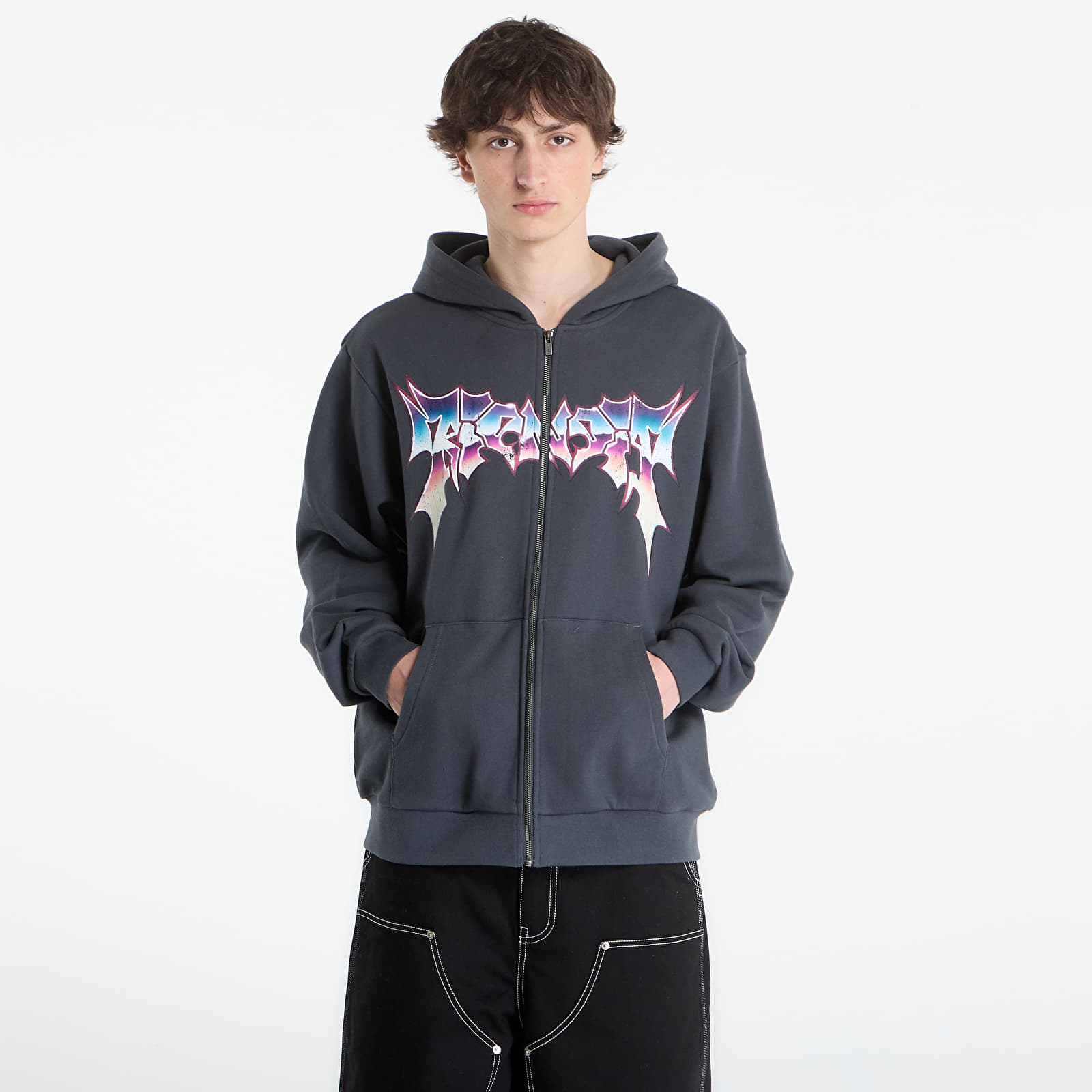 Mikiny RIPNDIP Noid Zip Hoodie Charcoal Wash
