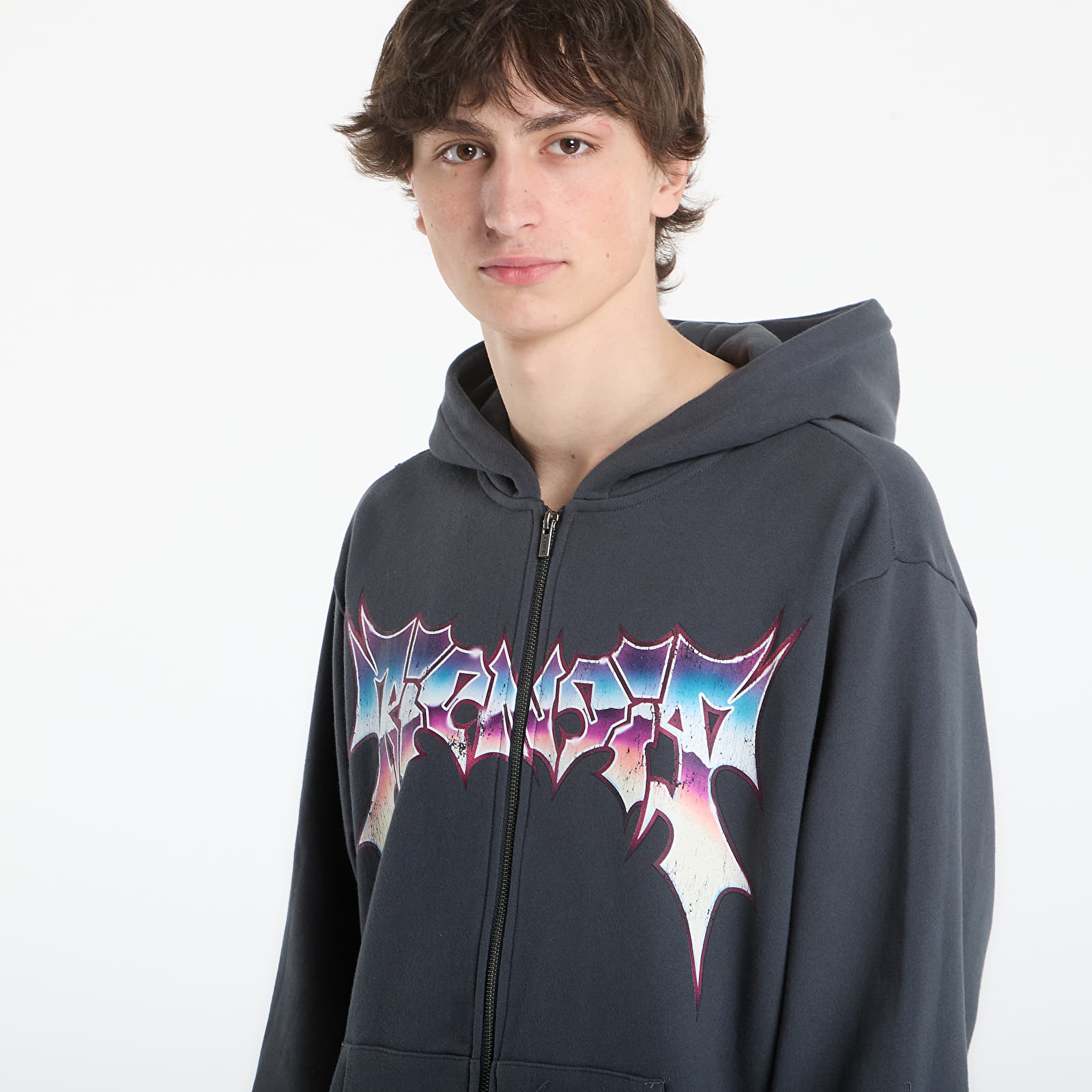 Mikiny RIPNDIP Noid Zip Hoodie Charcoal Wash