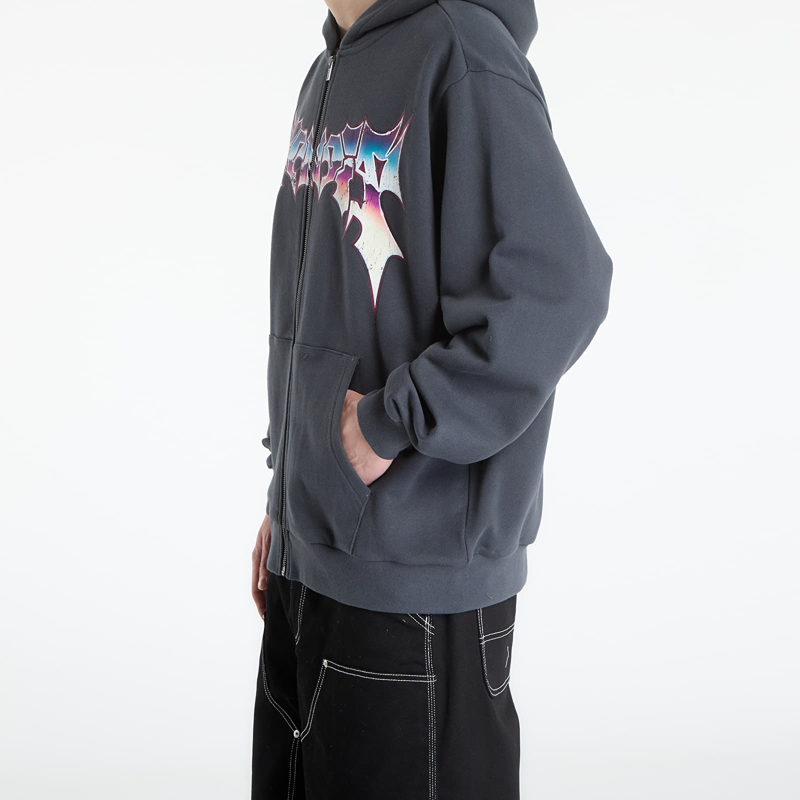 Mikiny RIPNDIP Noid Zip Hoodie Charcoal Wash