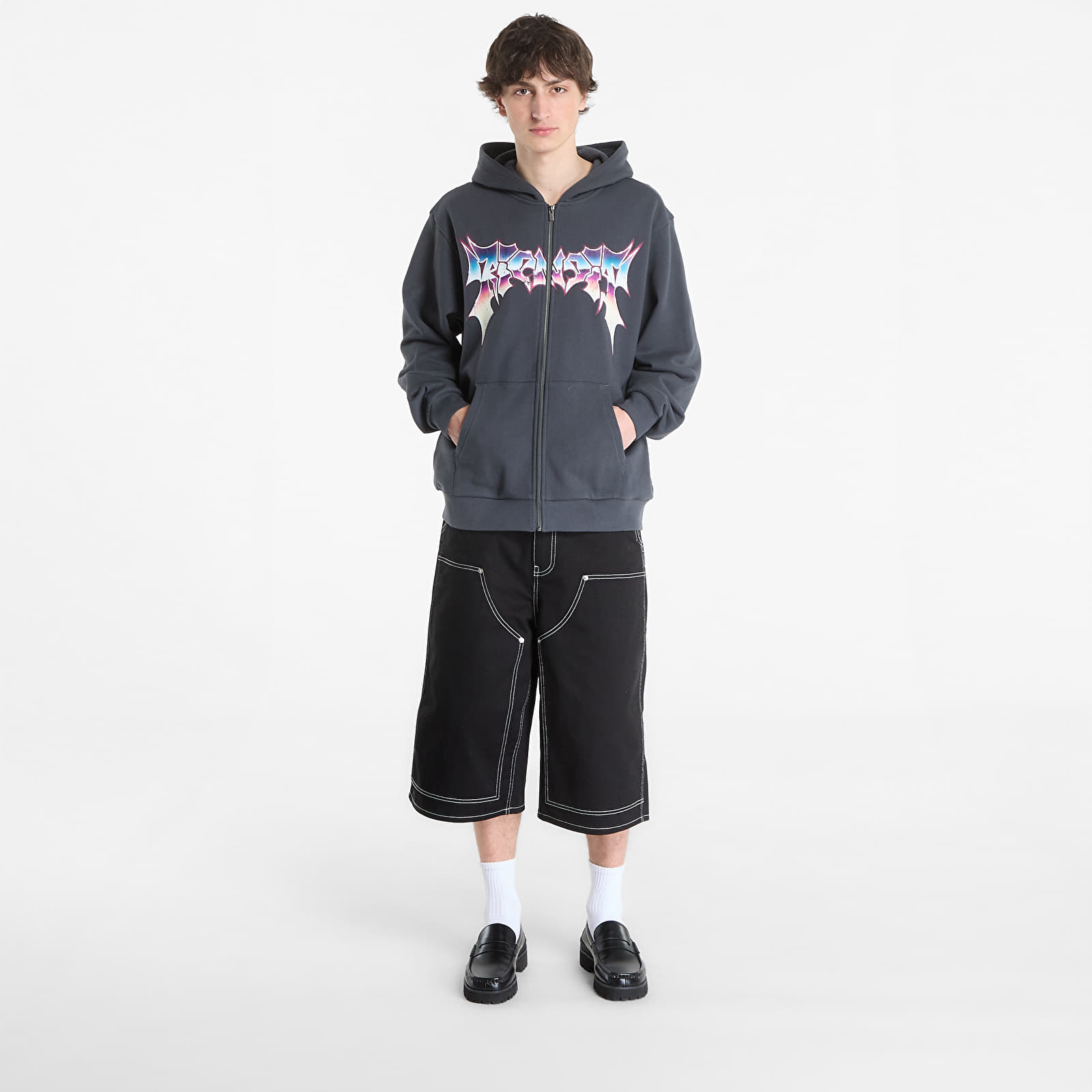 Mikiny RIPNDIP Noid Zip Hoodie Charcoal Wash