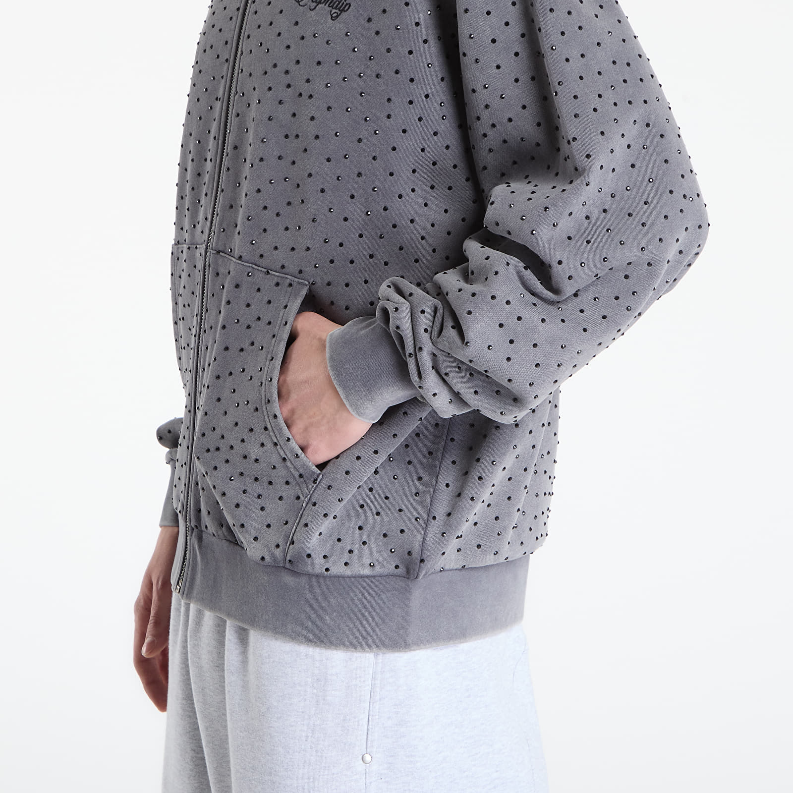 Sudaderas RIPNDIP Ripngems Zip Up Hoodie Charcoal Wash