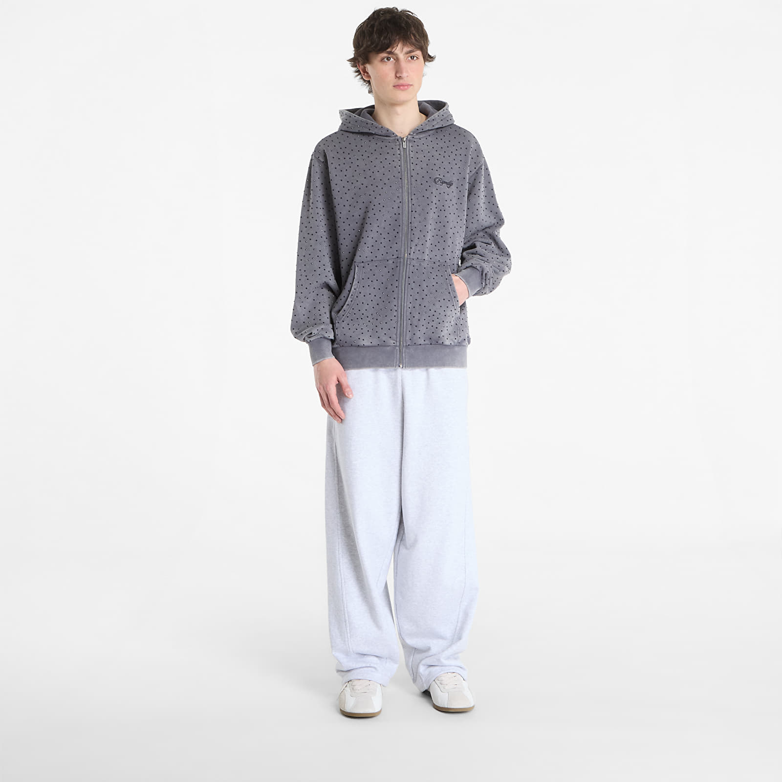 Sudaderas RIPNDIP Ripngems Zip Up Hoodie Charcoal Wash