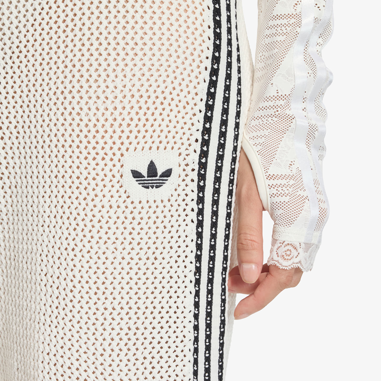 Naisten housut adidas Knitted Crochet Firebird Track Pants Off White