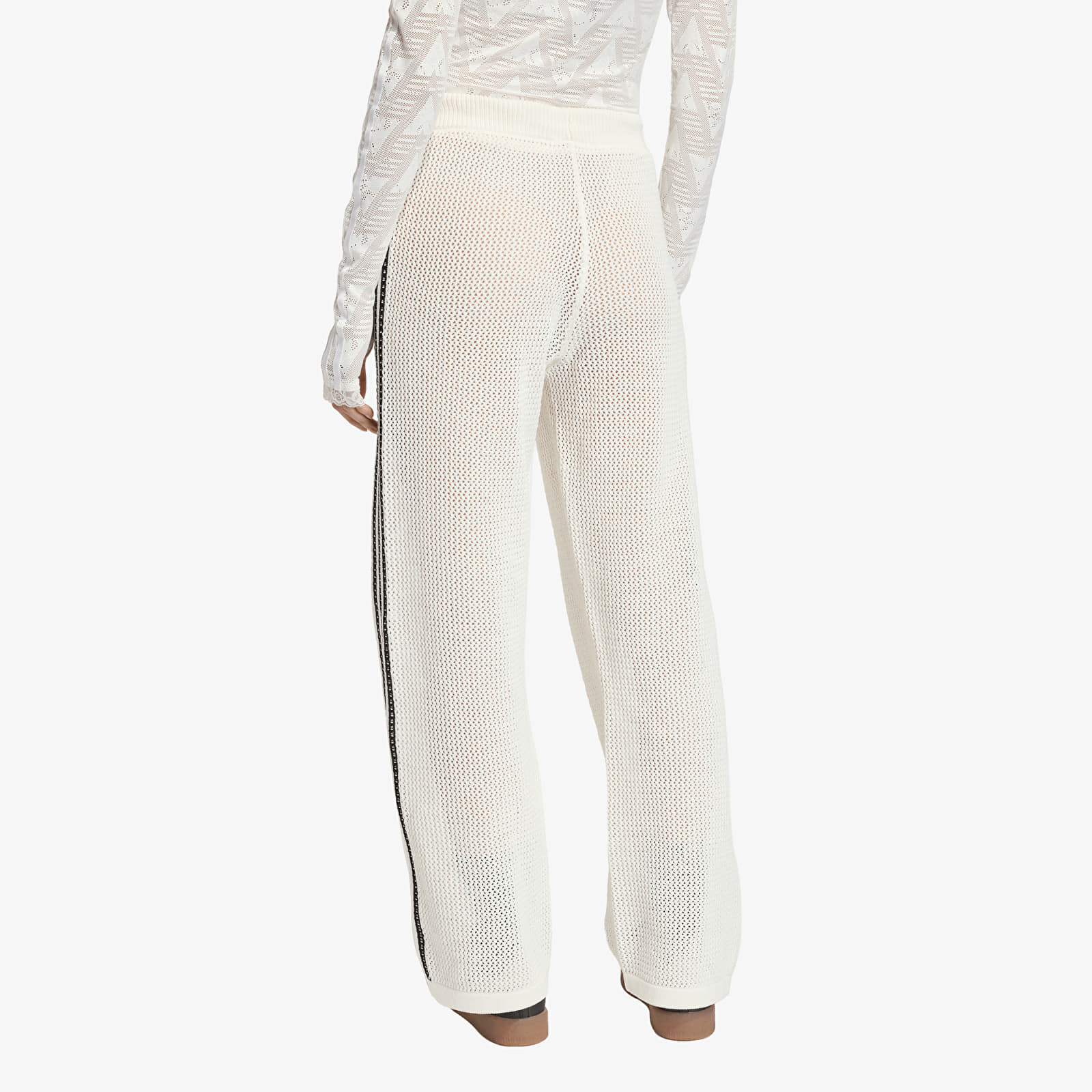 Naisten housut adidas Knitted Crochet Firebird Track Pants Off White