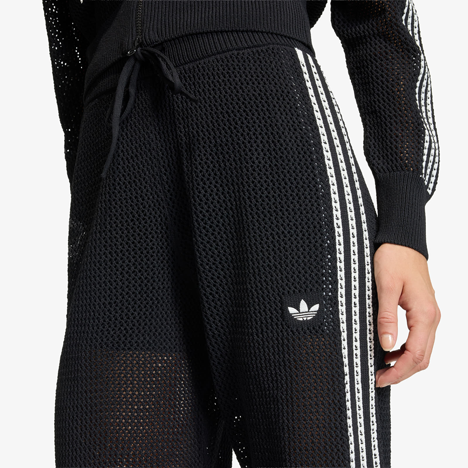 Jogginghosen für Frauen adidas Knitted Crochet Firebird Track Pants Black