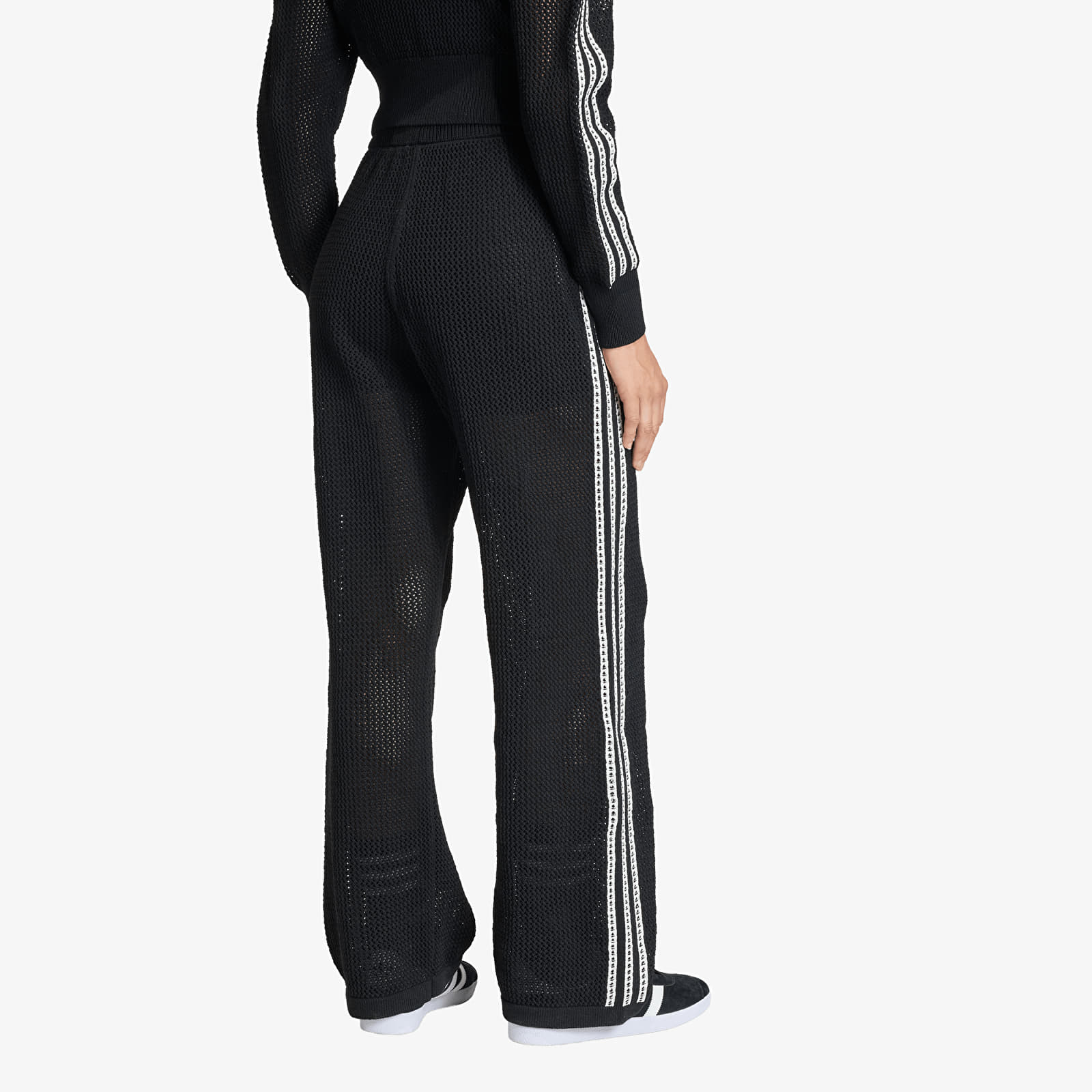 Jogginghosen für Frauen adidas Knitted Crochet Firebird Track Pants Black
