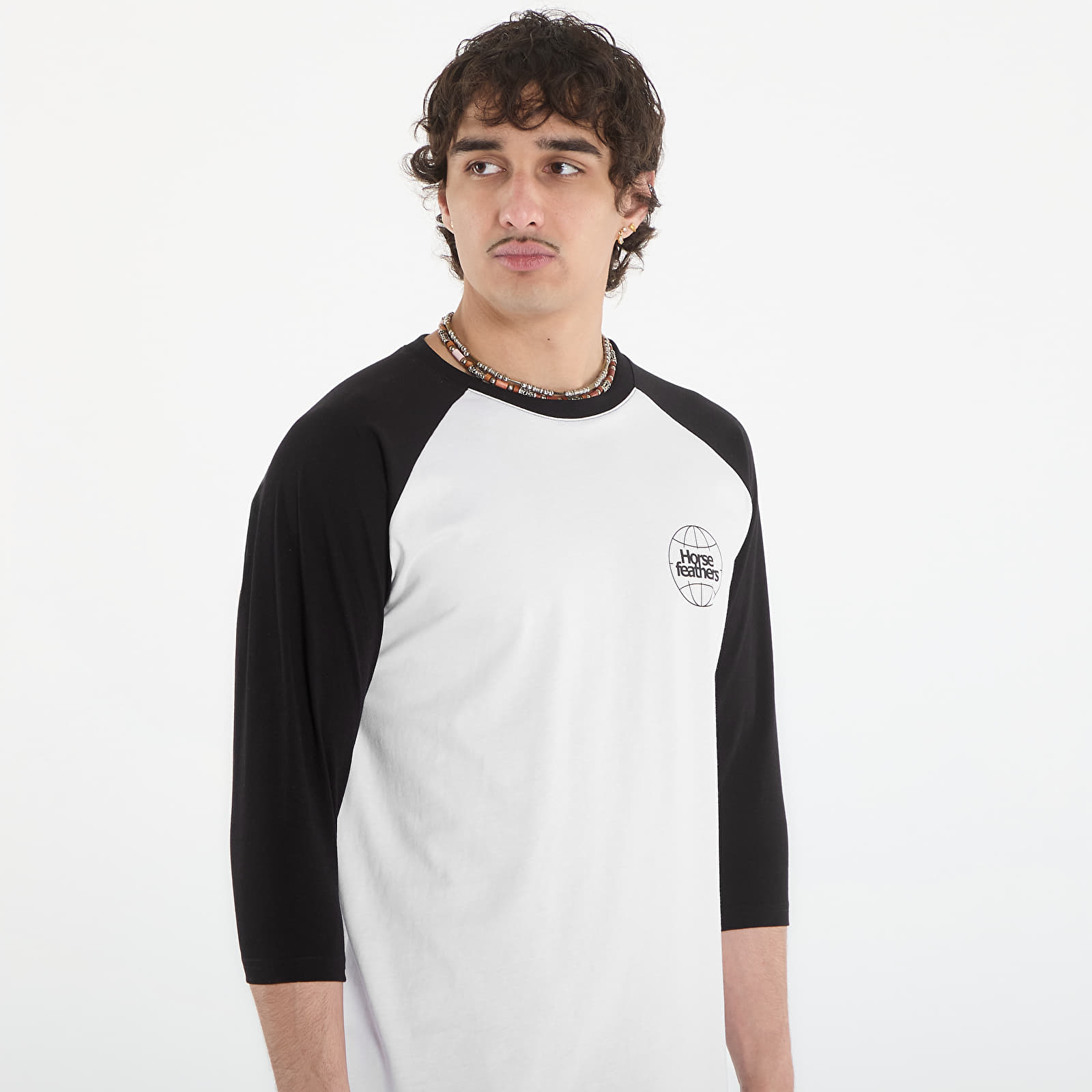 Männer T-Shirts Horsefeathers Global Raglan T-Shirt White/ Black