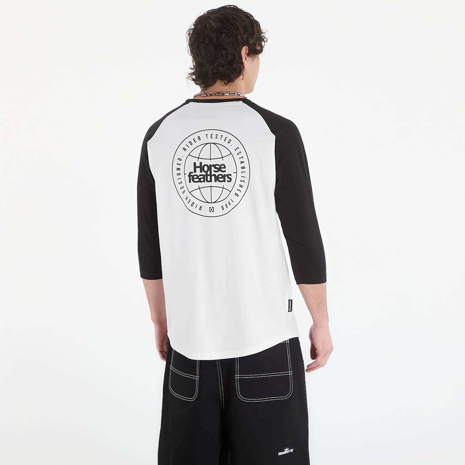 Männer T-Shirts Horsefeathers Global Raglan T-Shirt White/ Black