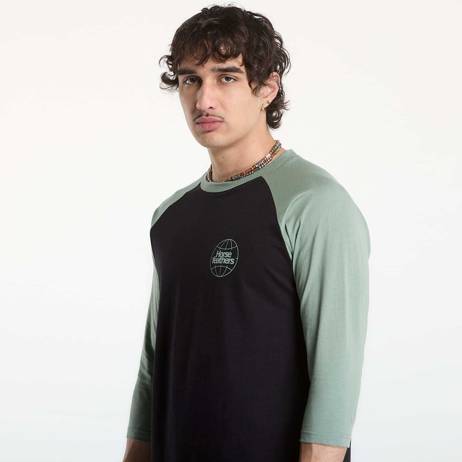 Men's T-shirts Horsefeathers Global Raglan T-Shirt Black/ Iceberg Green