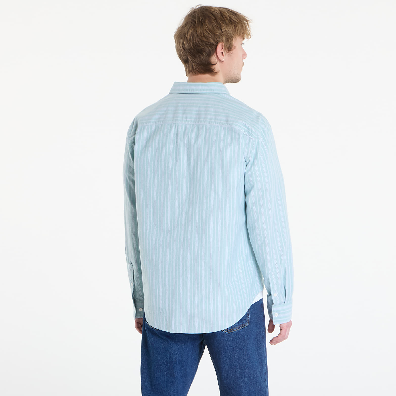 Miesten paidat Calvin Klein Jeans Ls Yd Stripe Washed Oxford Easy Shirt Wild Green