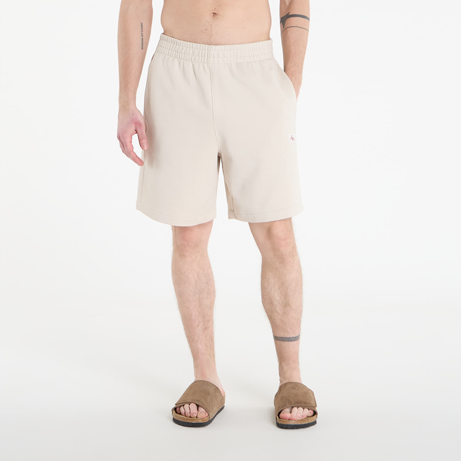 Muške kratke hlače Calvin Klein Jeans Eu 350Terry Badge Short Oatmeal Melange