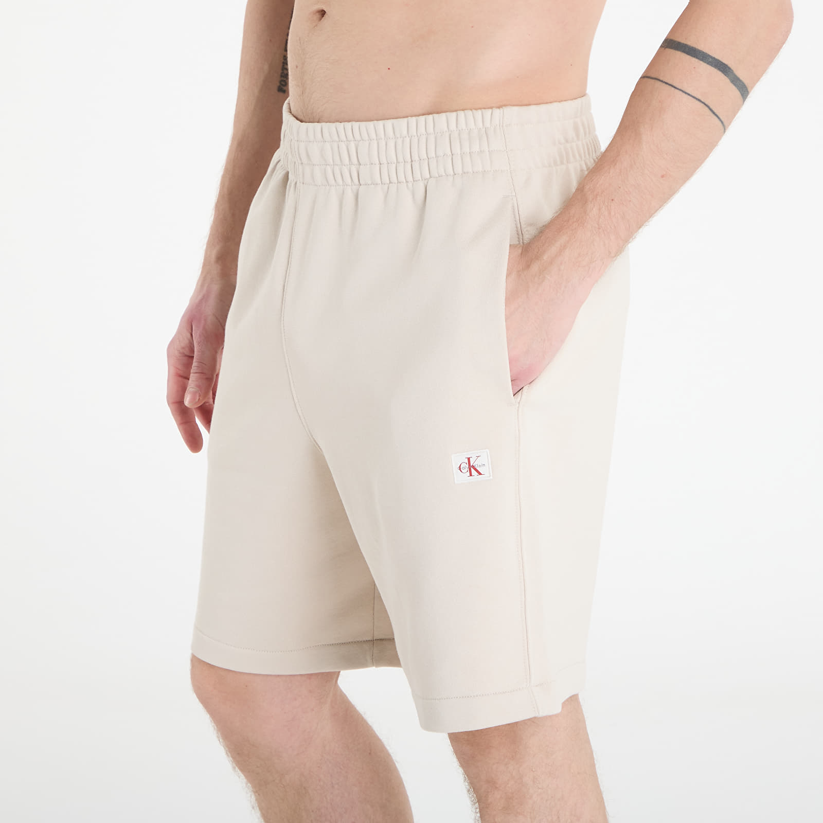 Muške kratke hlače Calvin Klein Jeans Eu 350Terry Badge Short Oatmeal Melange