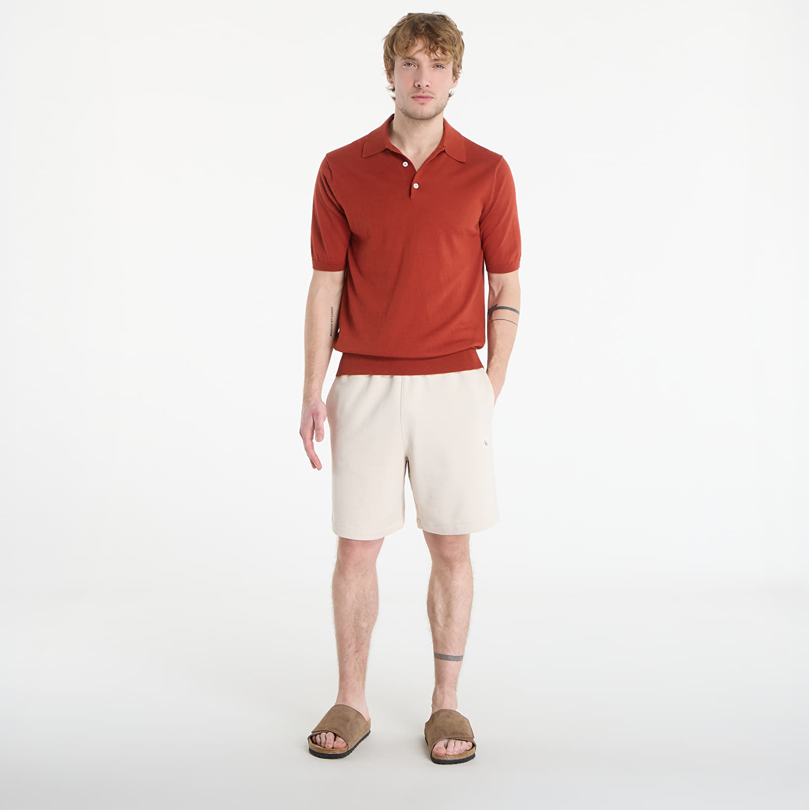 Muške kratke hlače Calvin Klein Jeans Eu 350Terry Badge Short Oatmeal Melange