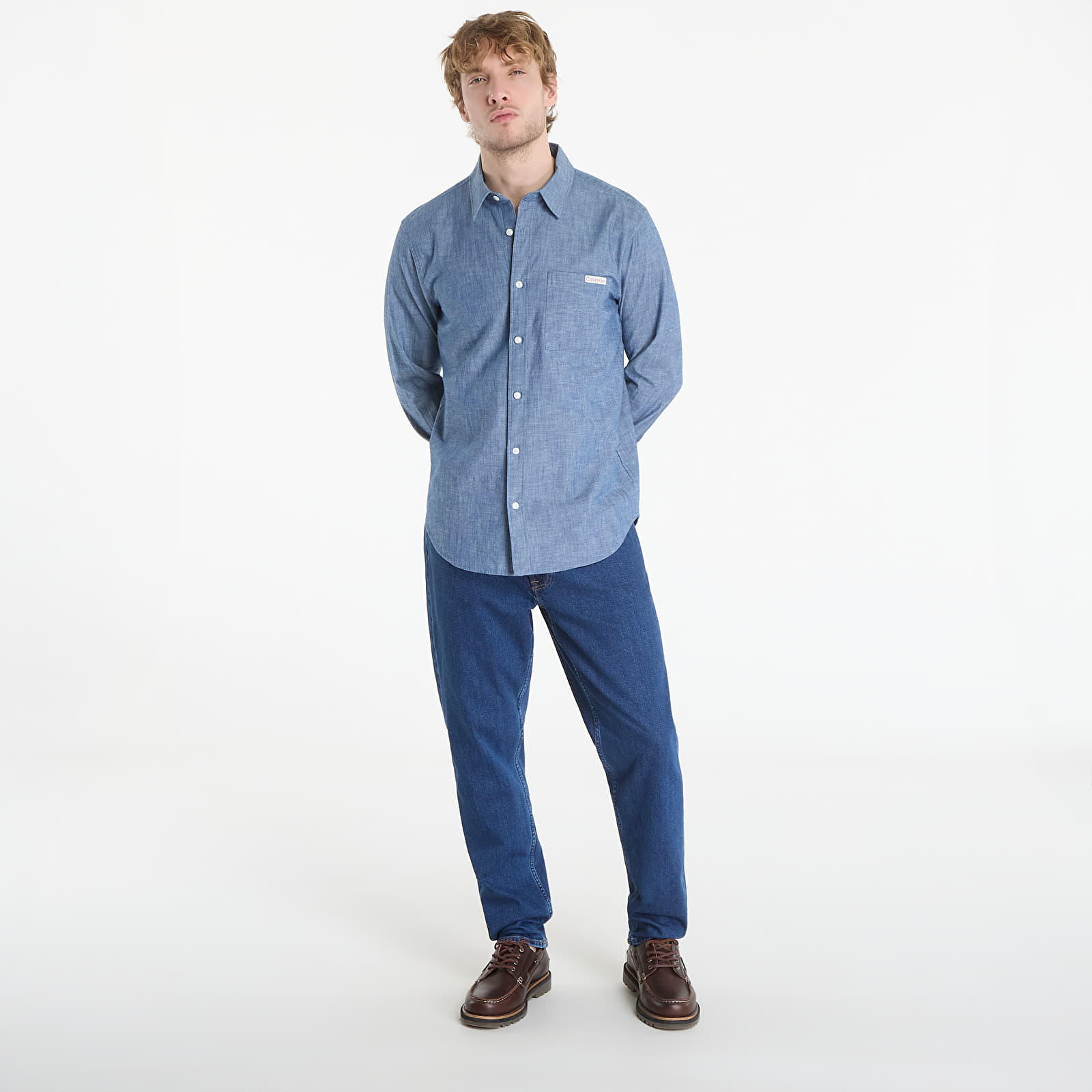 Miesten paidat Calvin Klein Jeans Ls Chambray Classic Shirt Blue Descent