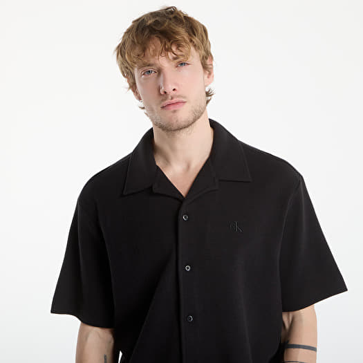 Calvin Klein Jeans Ss Hd Cotton Waffle Camp Shirt Black | Footshop