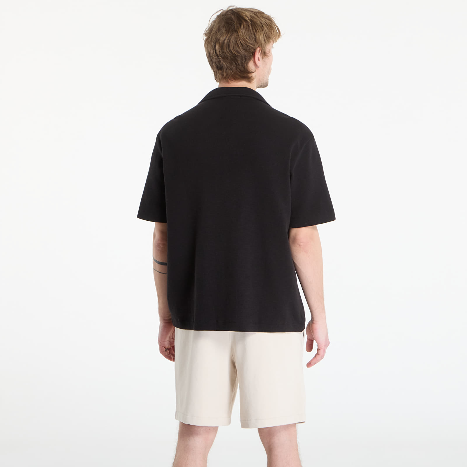 Miesten paidat Calvin Klein Jeans Ss Hd Cotton Waffle Camp Shirt Black