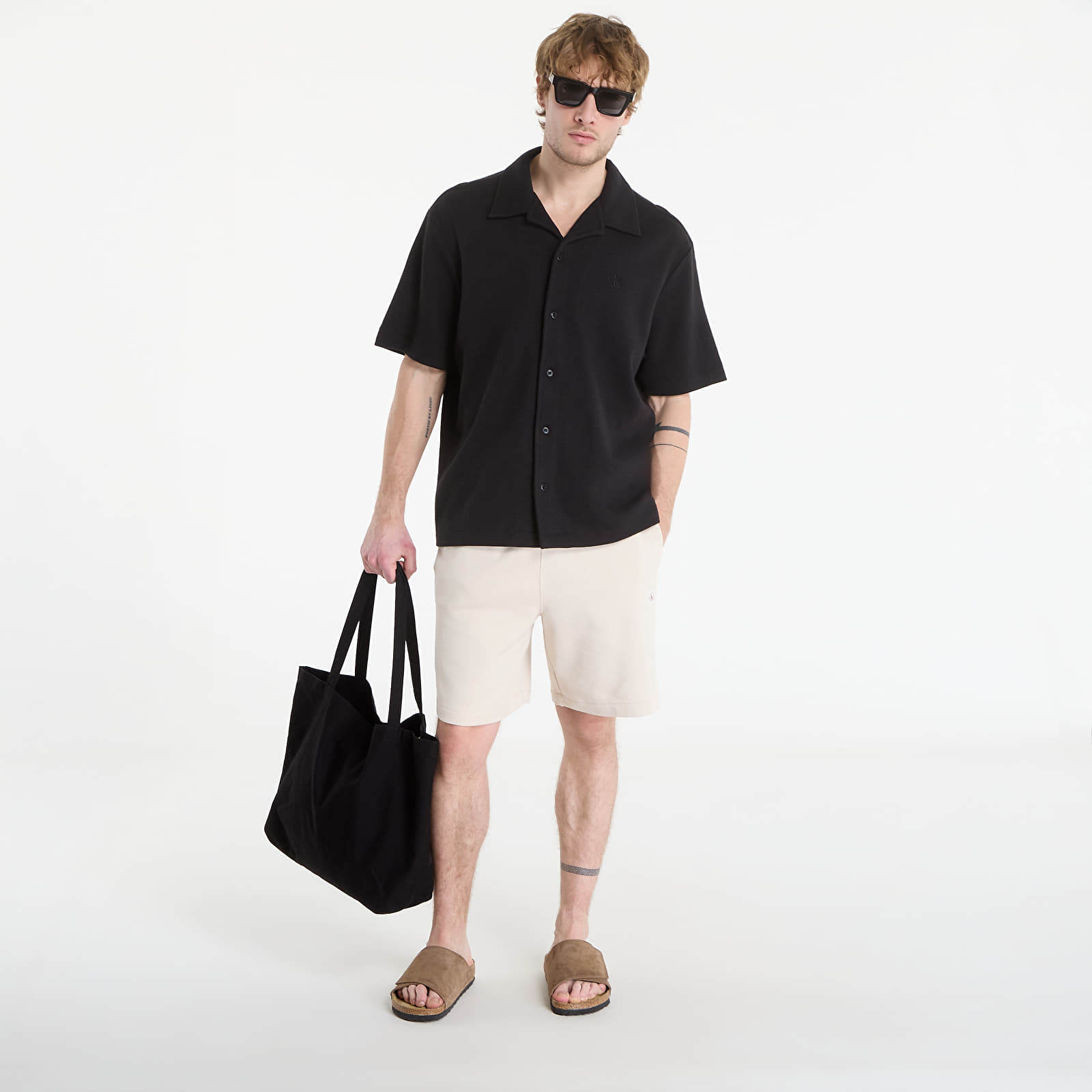 Miesten paidat Calvin Klein Jeans Ss Hd Cotton Waffle Camp Shirt Black