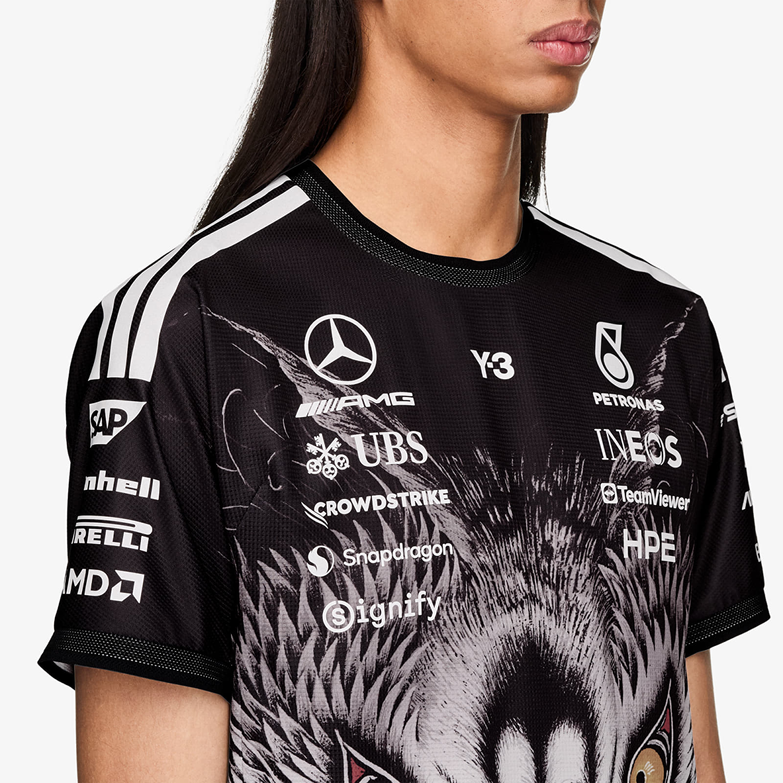 Camisetas Y-3 Mercedes AMG Petronas Formula 1 Team Driver Short Sleeve Jersey Black