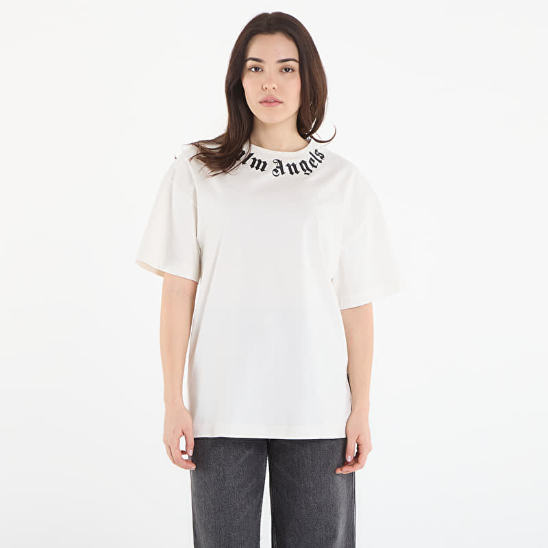 Palm Angels Neck Logo Regular Tee UNISEX Off White/ Black
