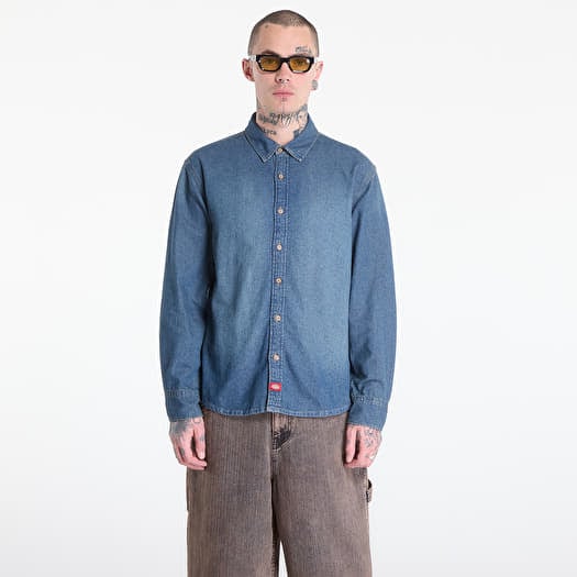 Camisa Dickies Lightweight Denim Shirt Ls Khaki Tntd Blue
