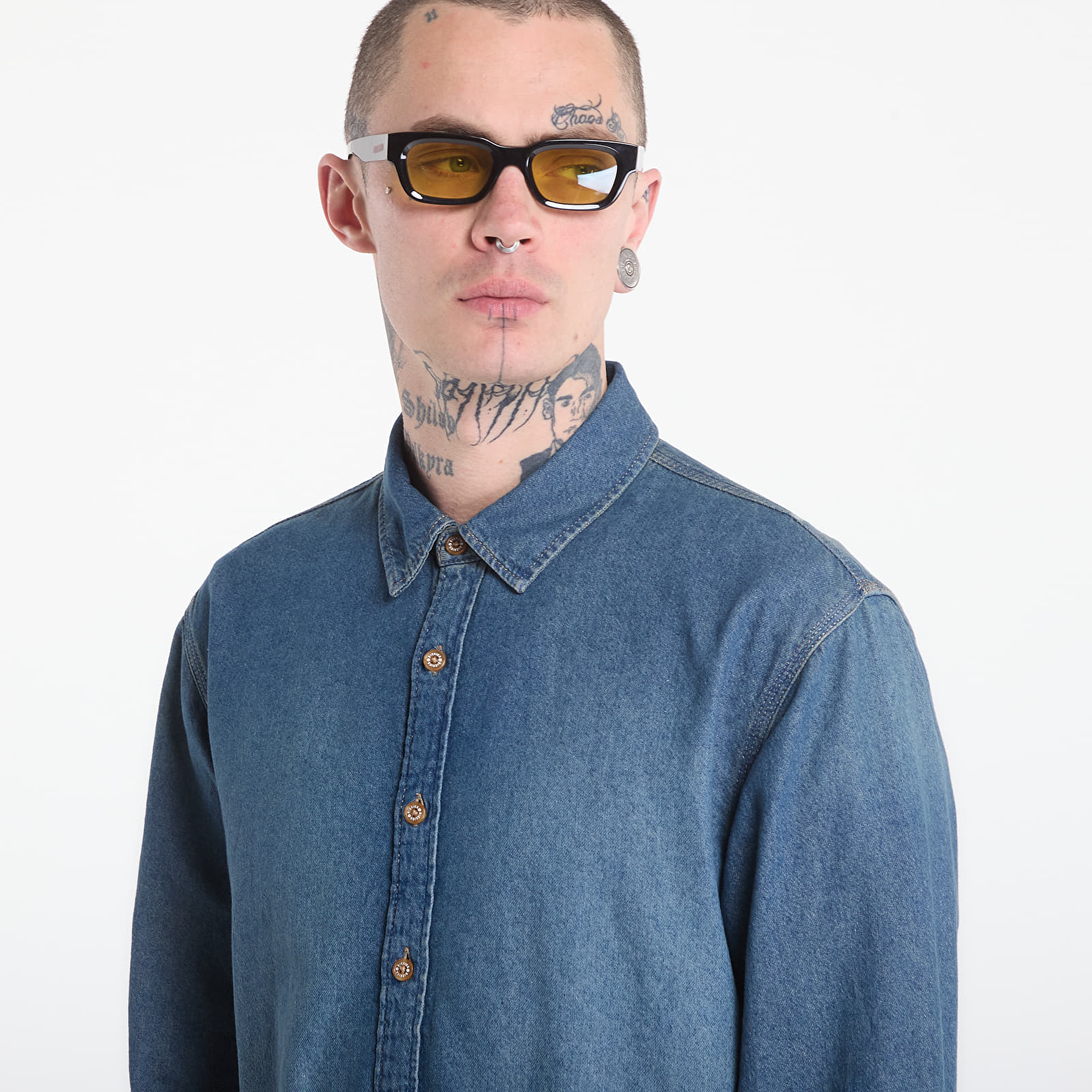 Vīriešu krekli Dickies Lightweight Denim Shirt Ls Khaki Tntd Blue