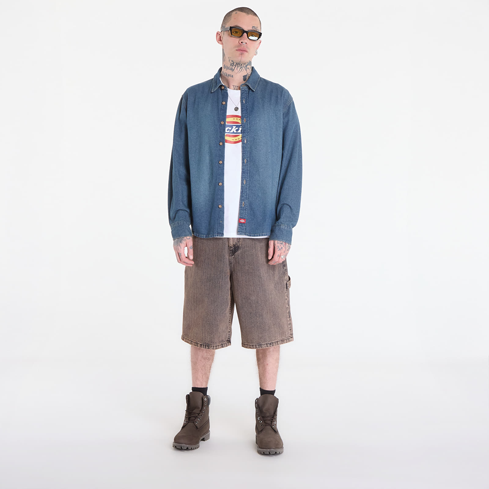 Vīriešu krekli Dickies Lightweight Denim Shirt Ls Khaki Tntd Blue