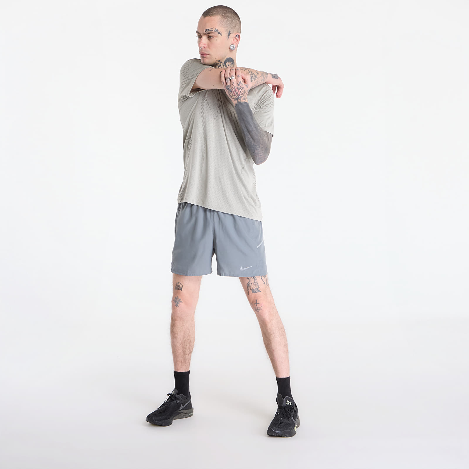 Shorts Nike Miler Men's Dri-FIT 2-in-1 5" Running Shorts Smoke Grey/ Smoke Grey/ Reflective Silv