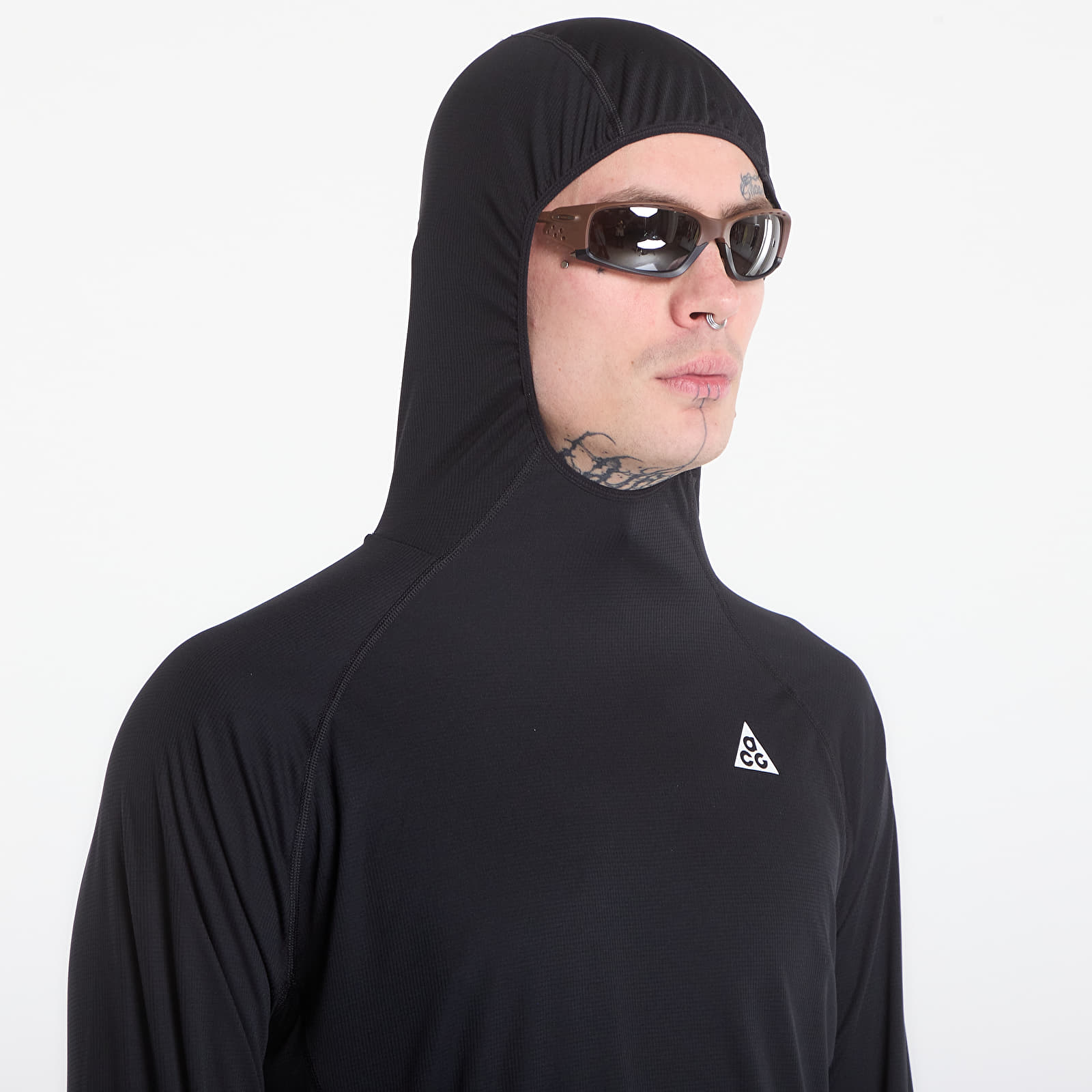 T-Shirts Nike ACG "Solar Chase" Men's Dri-FIT UV Long-Sleeve Hooded Top Black/ Black/ Summit White