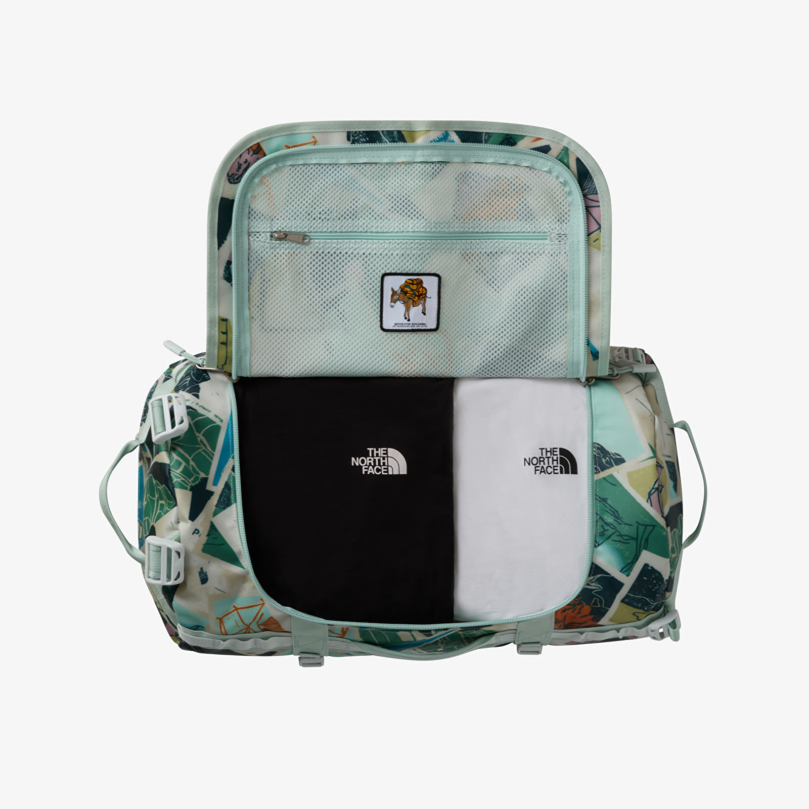 Duffle bag The North Face Base Camp Duffel - S Opal Frost TNF Postcards Print/ Opal Frost-Pearl Stone