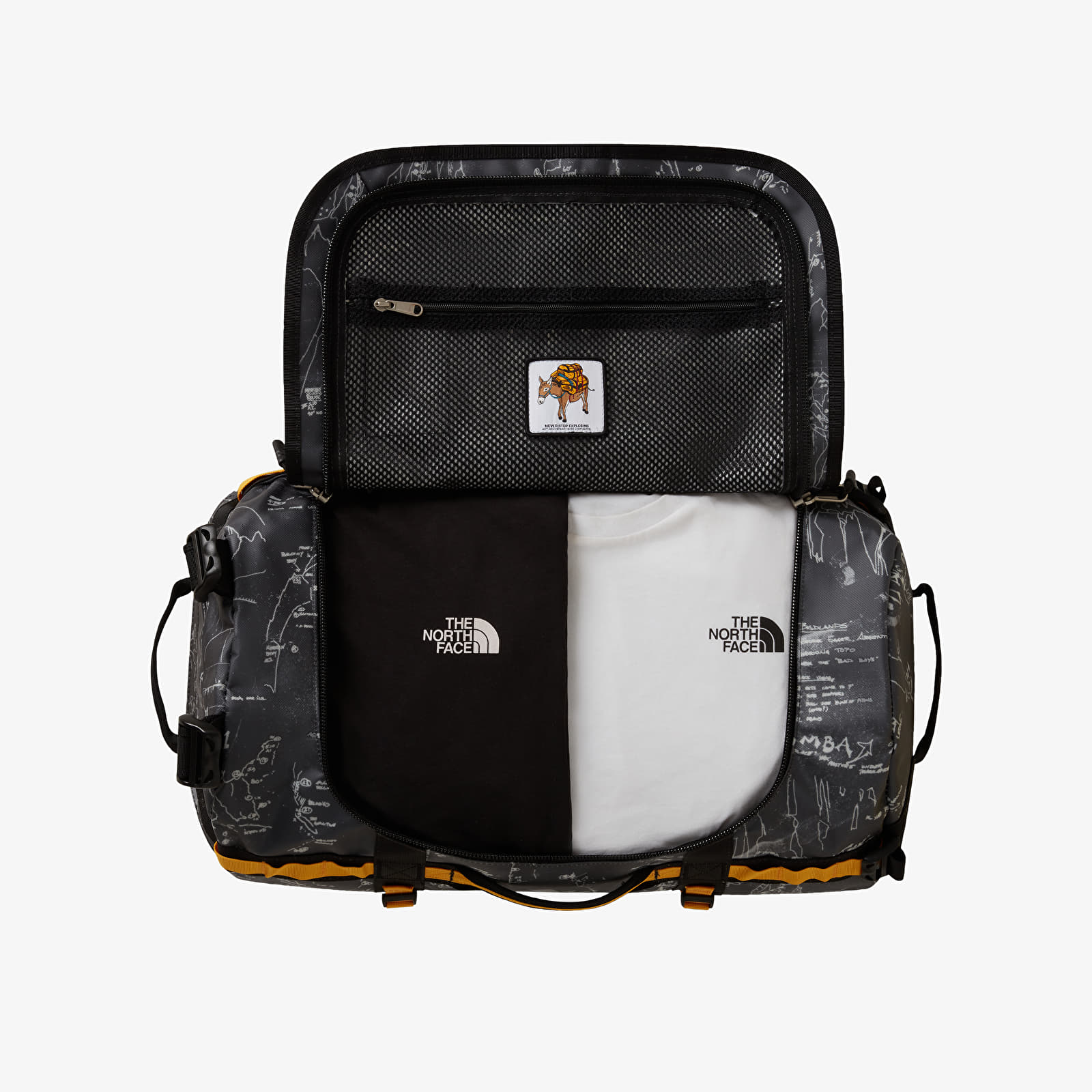 Duffle bag The North Face Base Camp Duffel - S Anthracite Grey Conrad Topos Print/ Summit Gold